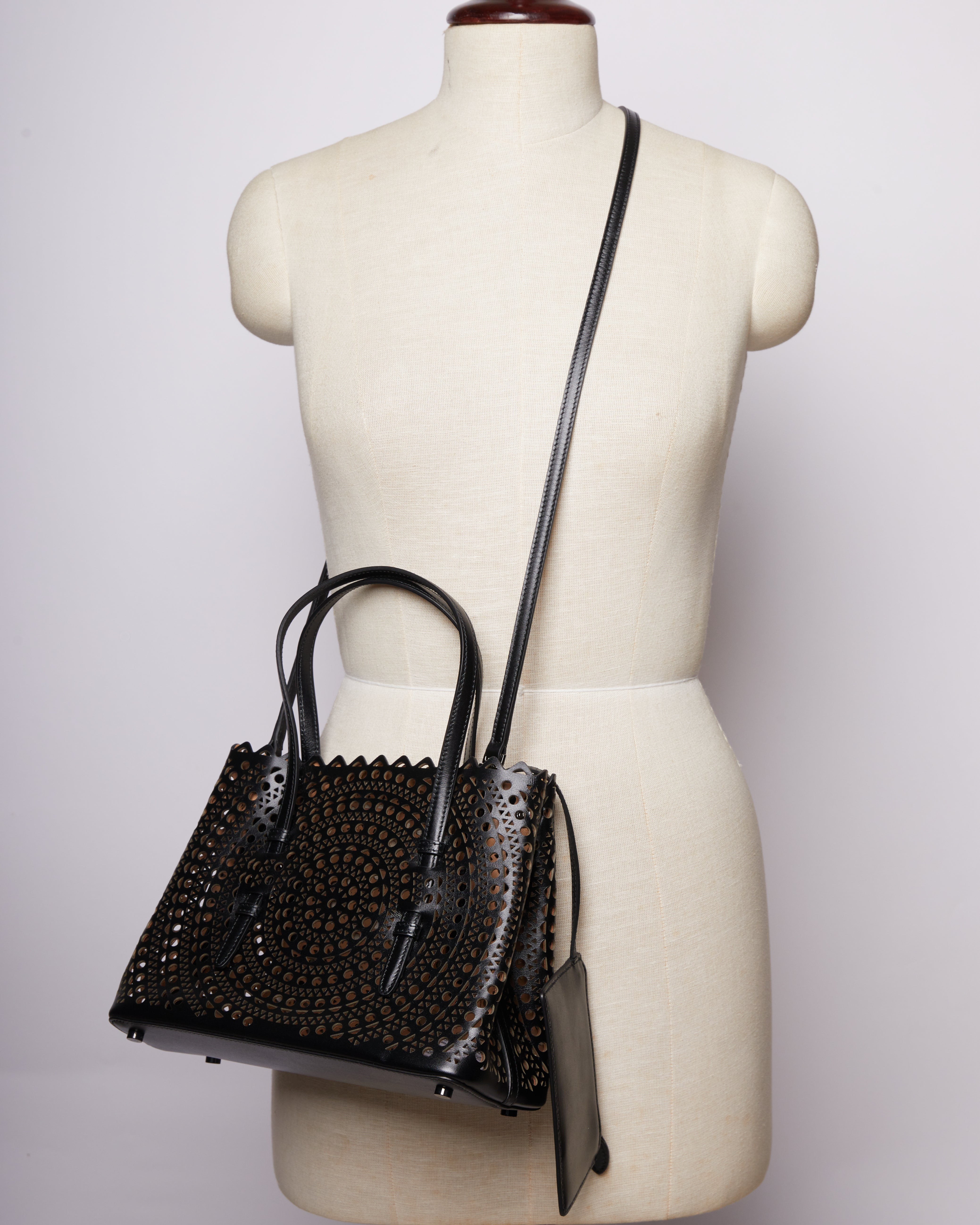 Alaia Black laser cut Tote bag