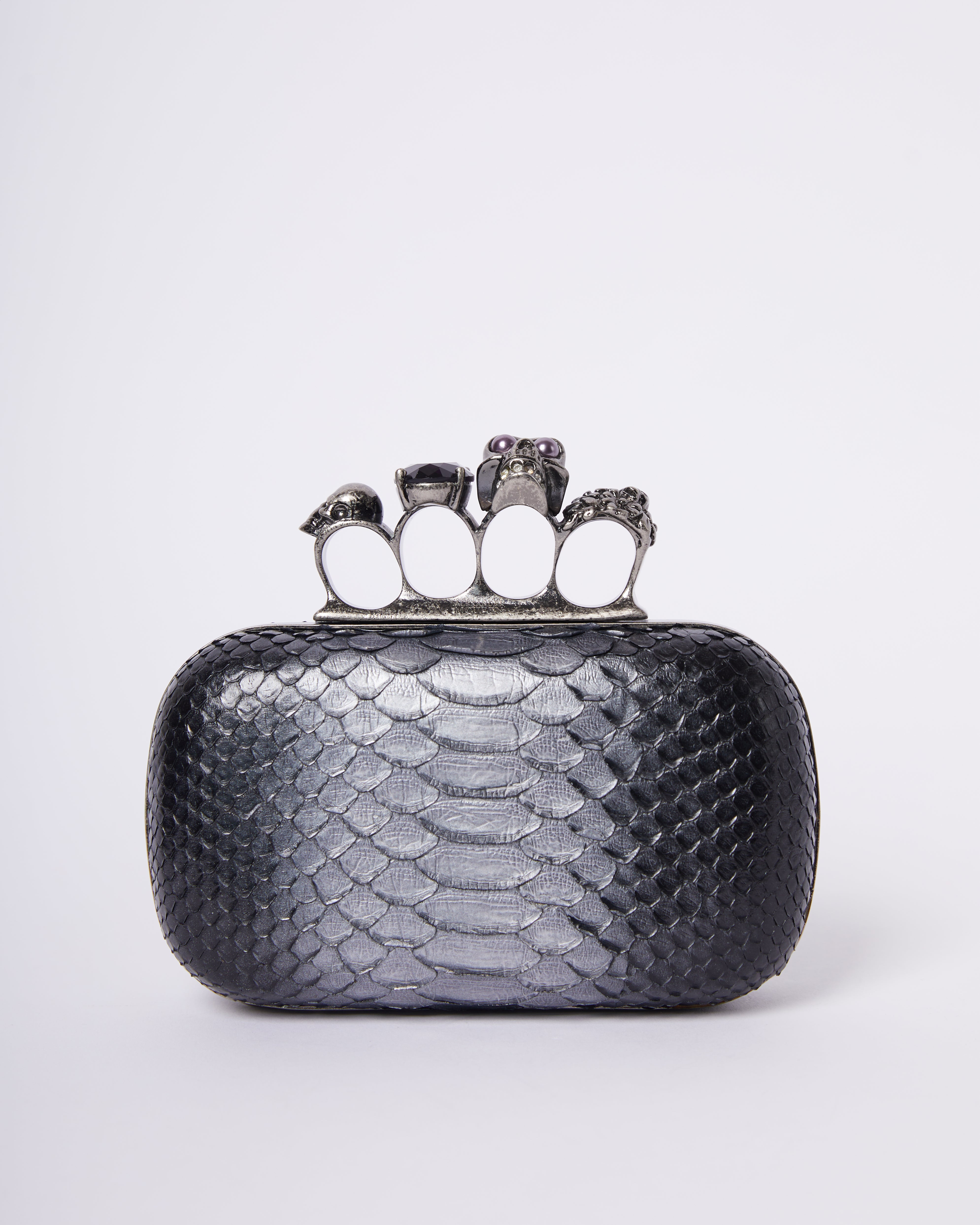 McQueen Radial Ombre Knuckle Python Clutch