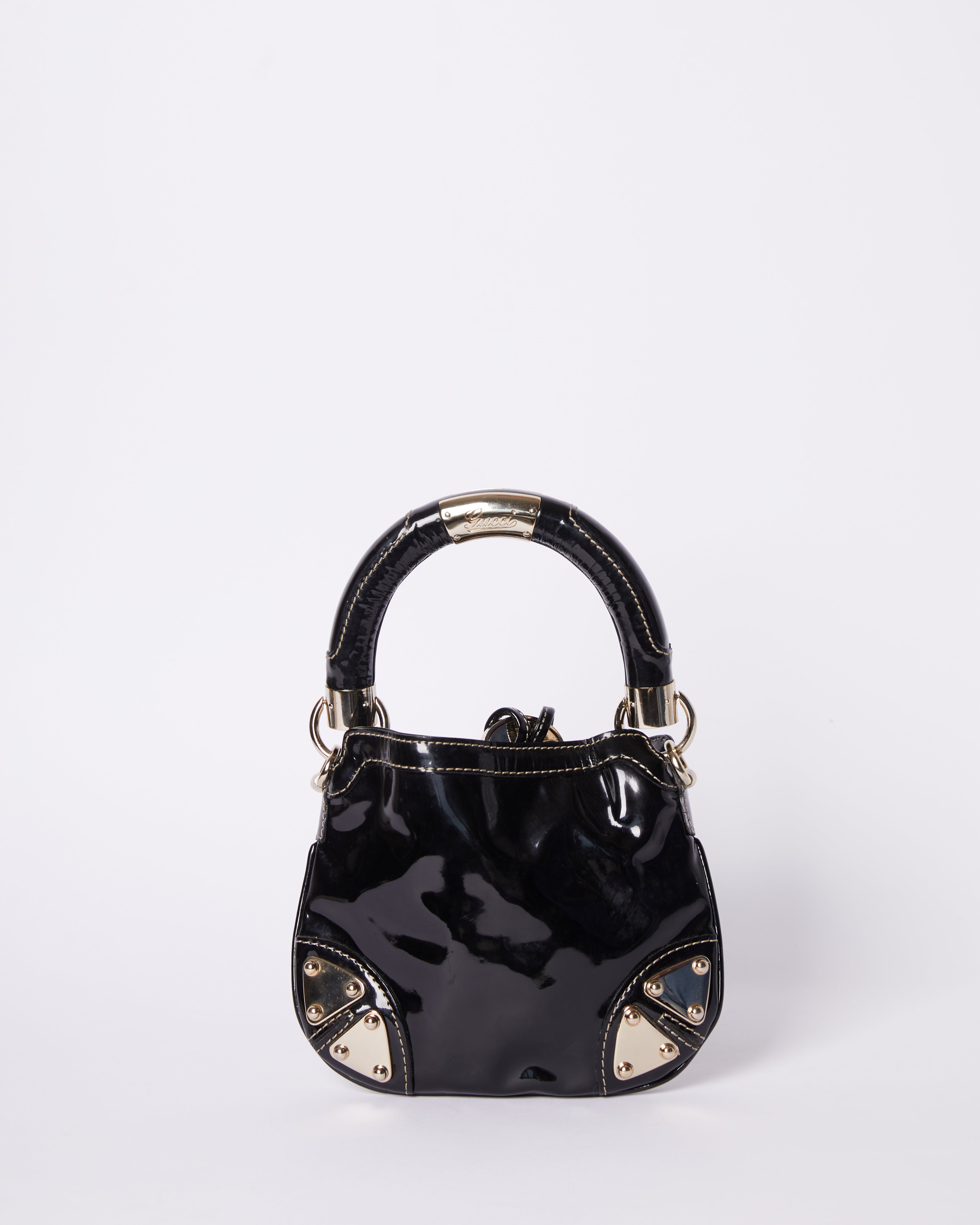 Gucci Black Patent Leather Mini Top Handle Bag