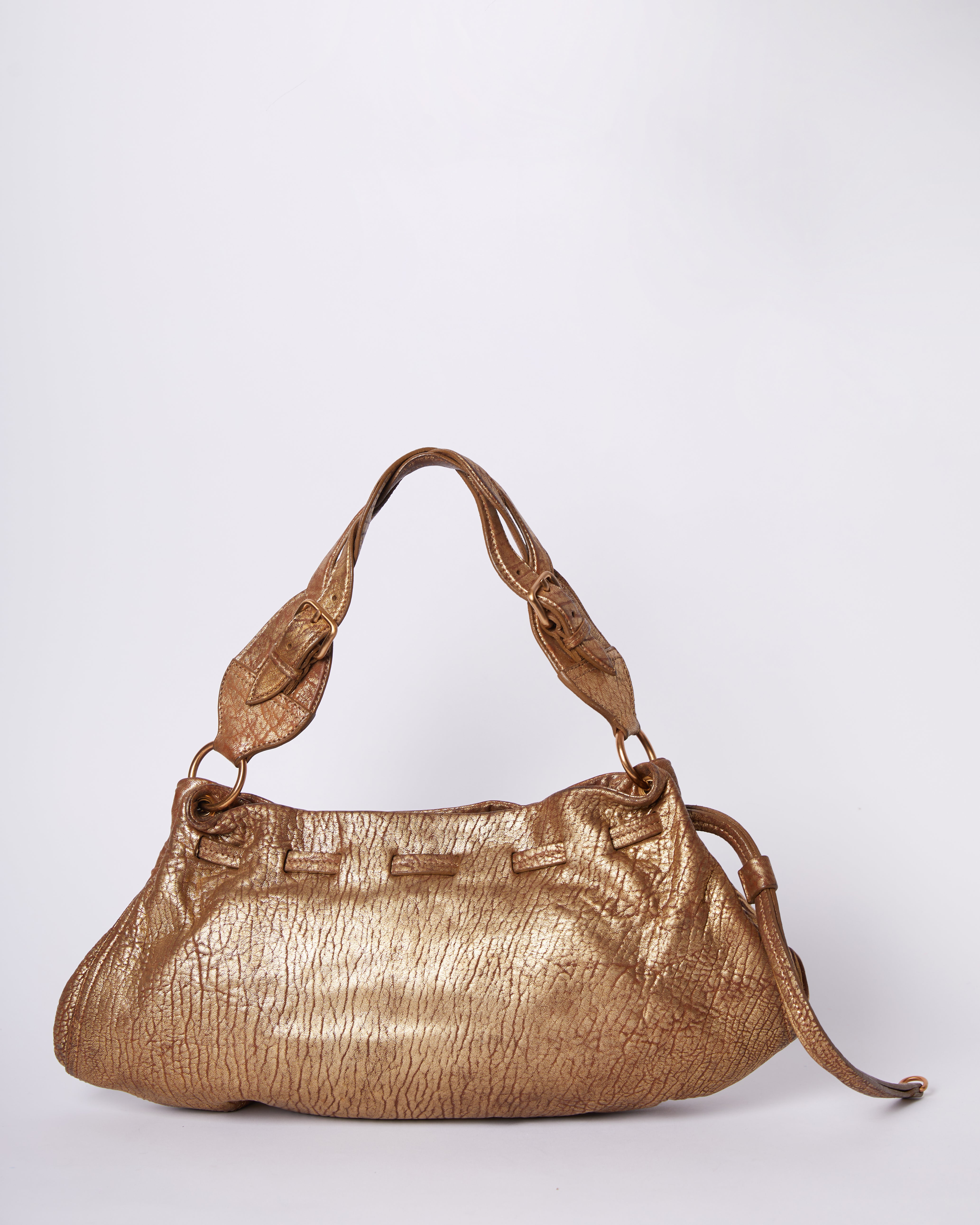 Miu Miu Brushed Golden Metallic Shoulder Bag