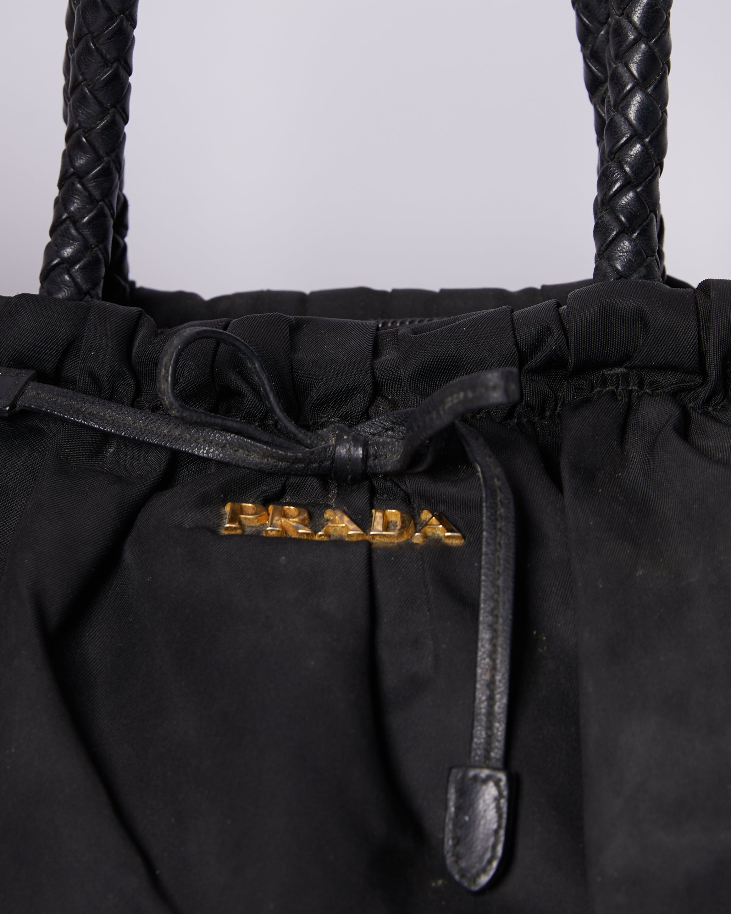 Prada Black Tessuto & Leather Bauletto Bow Bag