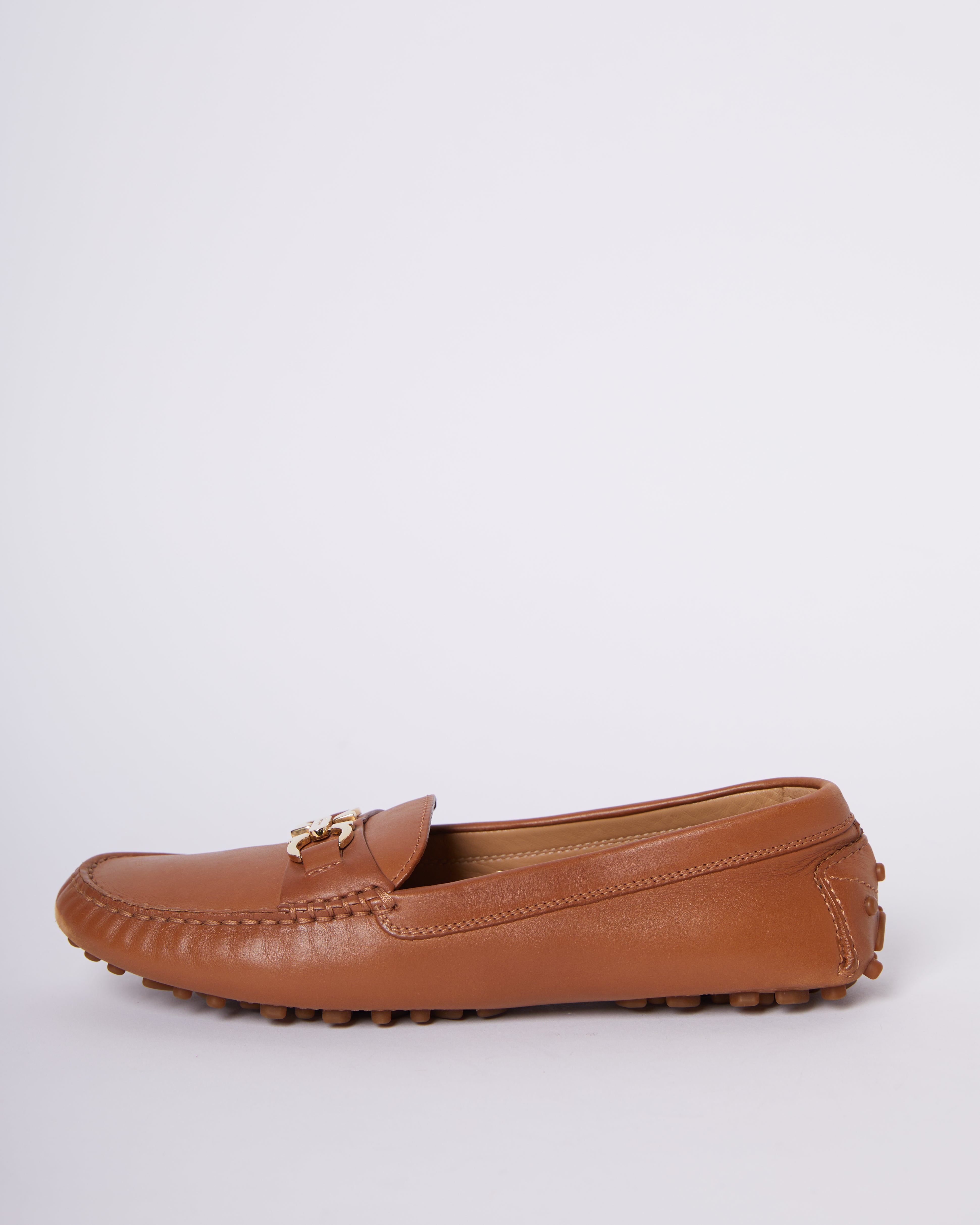 Salvatore Ferragamo Tan Gancini Driver Loafer