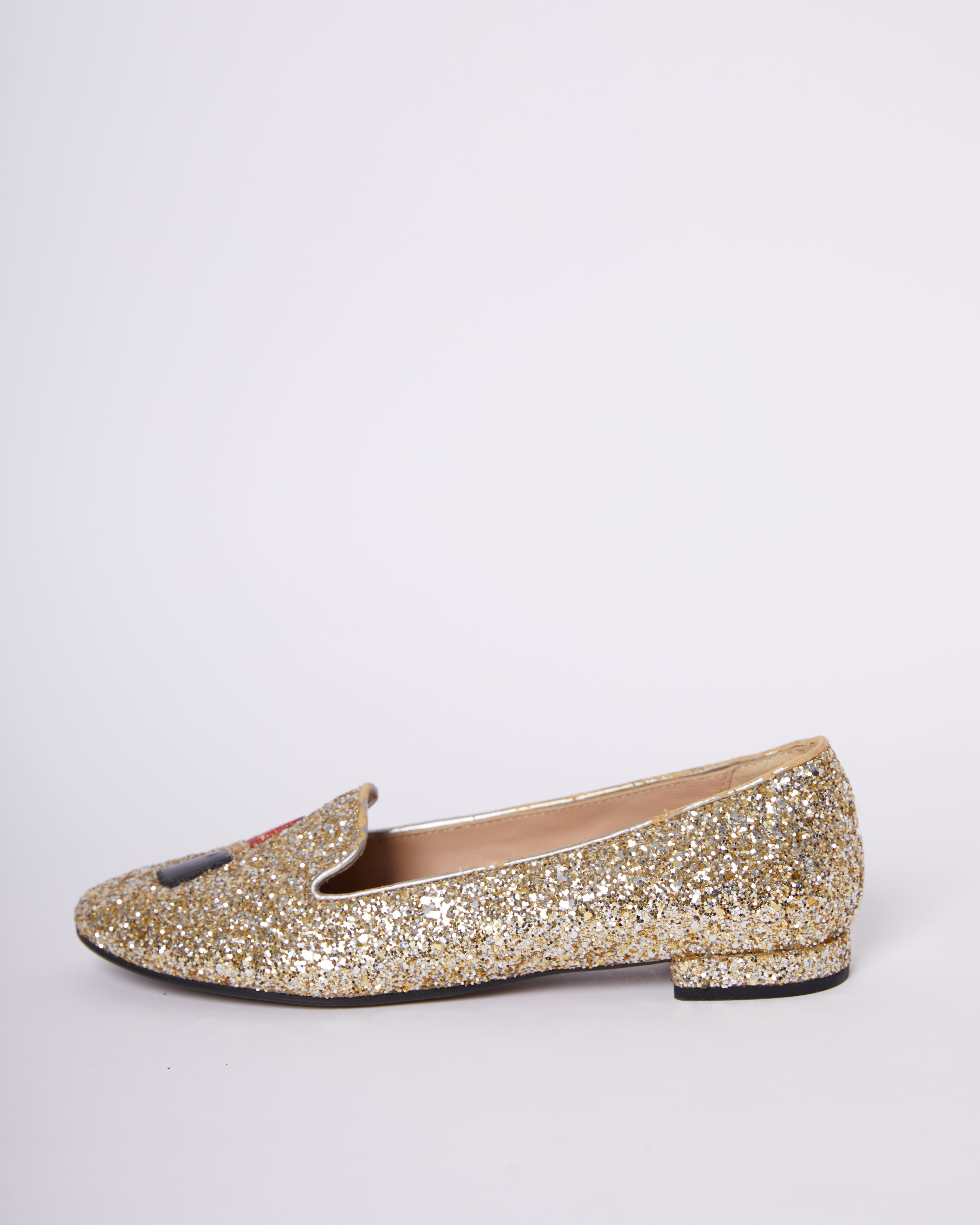 Chaira Ferragni Glitter Leather Ballet Flat Loafers