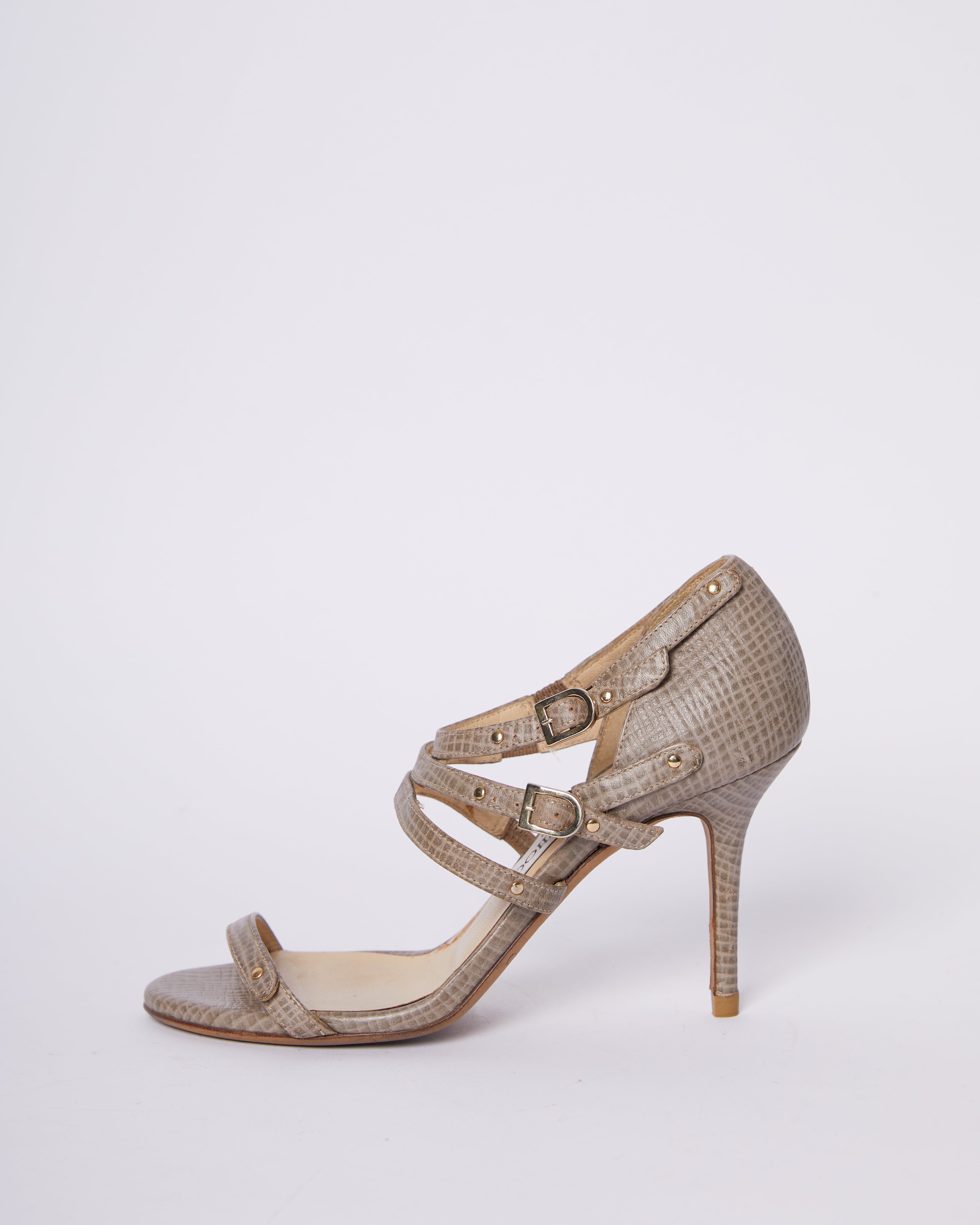 Jimmy Choo Grey Lizard Sandals