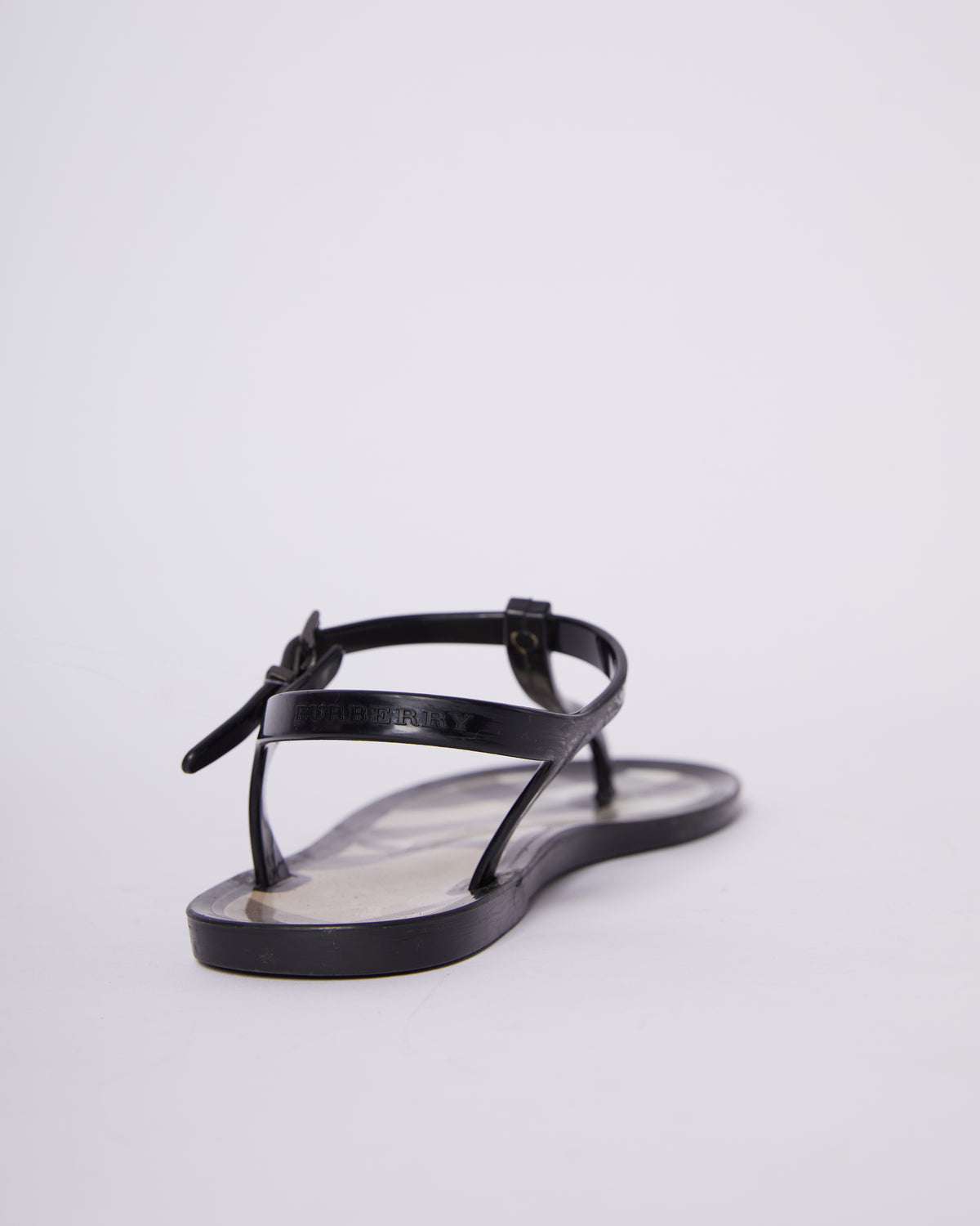 Burberry Black Nova Check PVC Ankle Strap Sandals