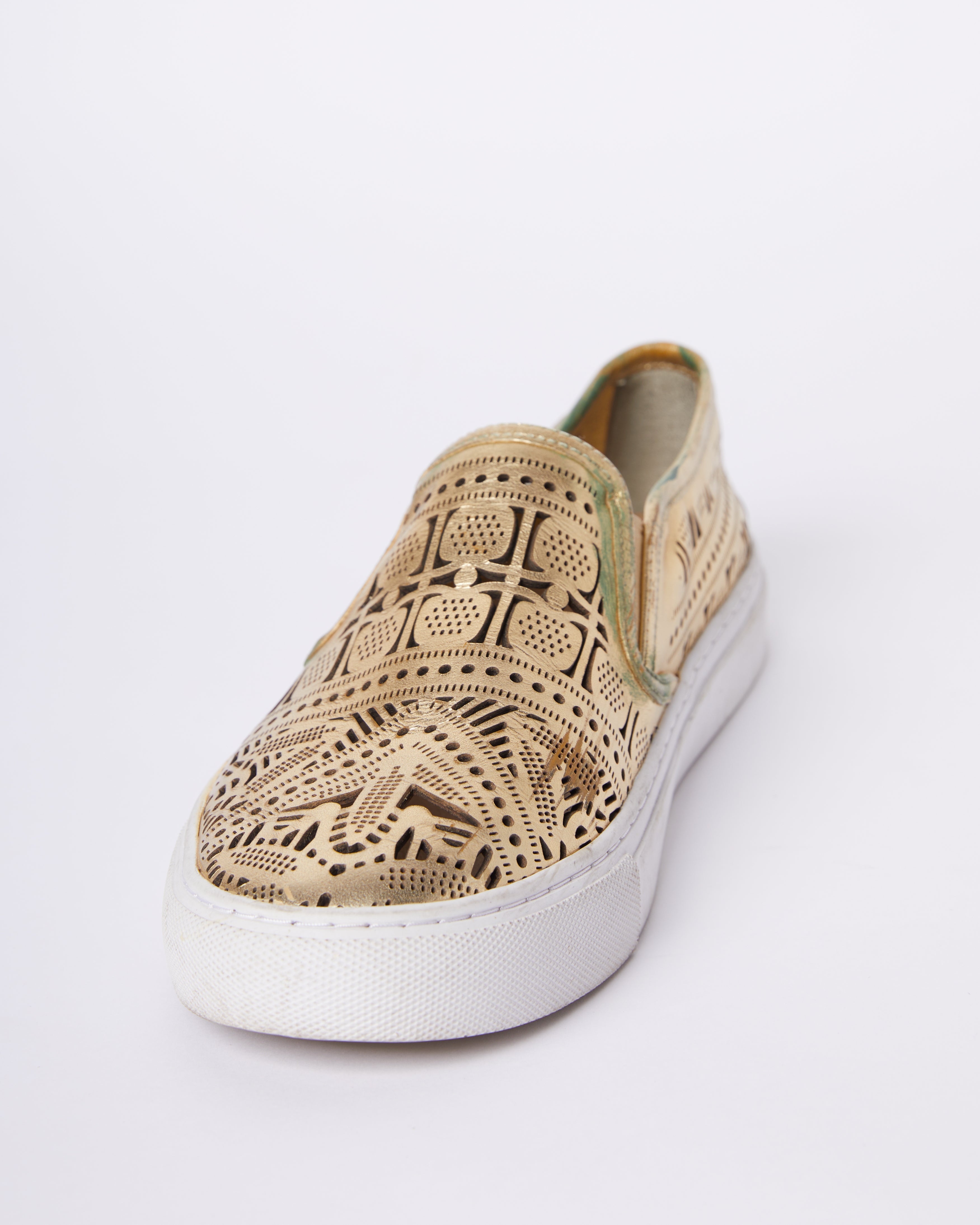 Tory Burch Roselle Metalliuc Slip On Sneakers