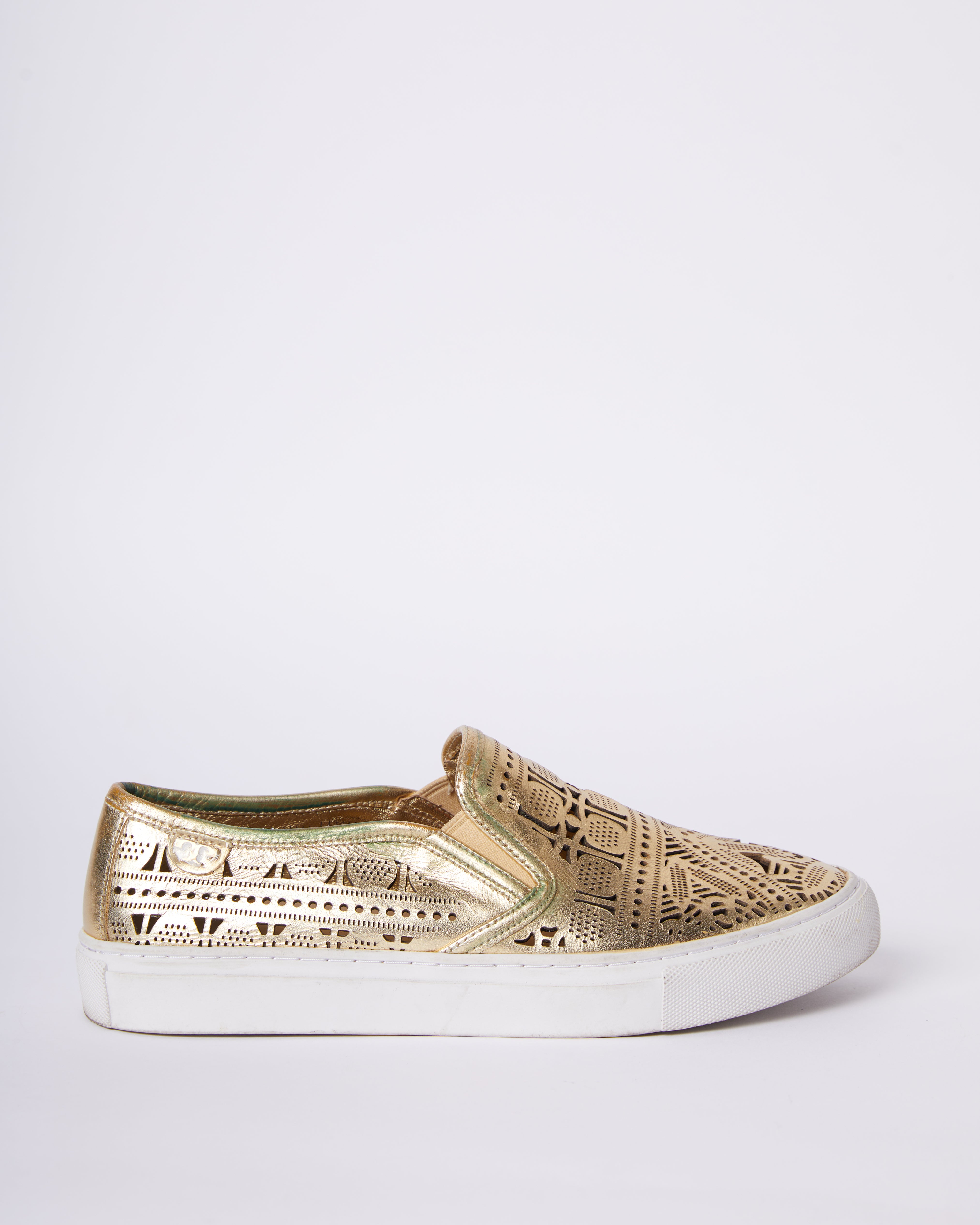 Tory Burch Roselle Metalliuc Slip On Sneakers