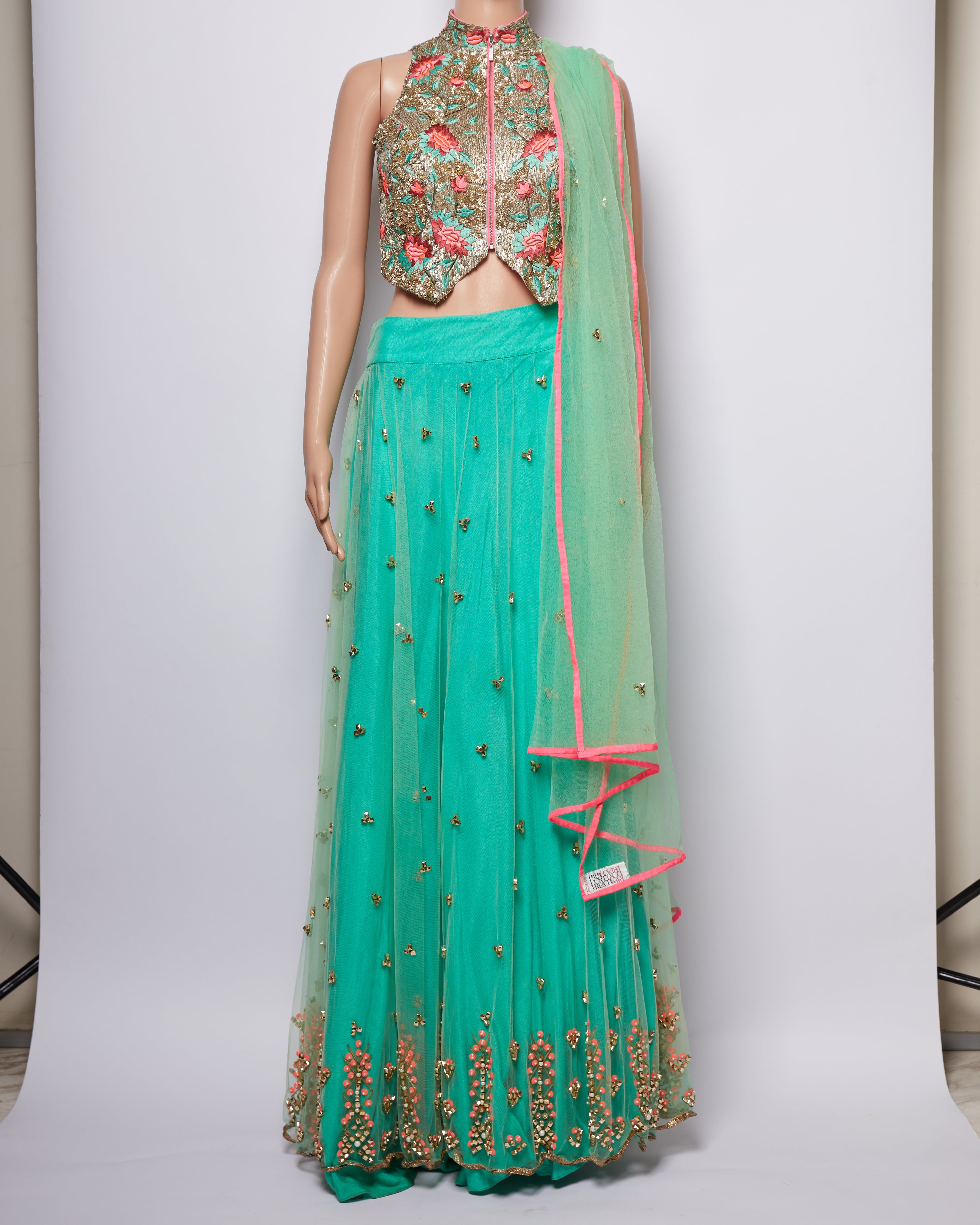 Papa Don't Preach Mint Lehenga Set