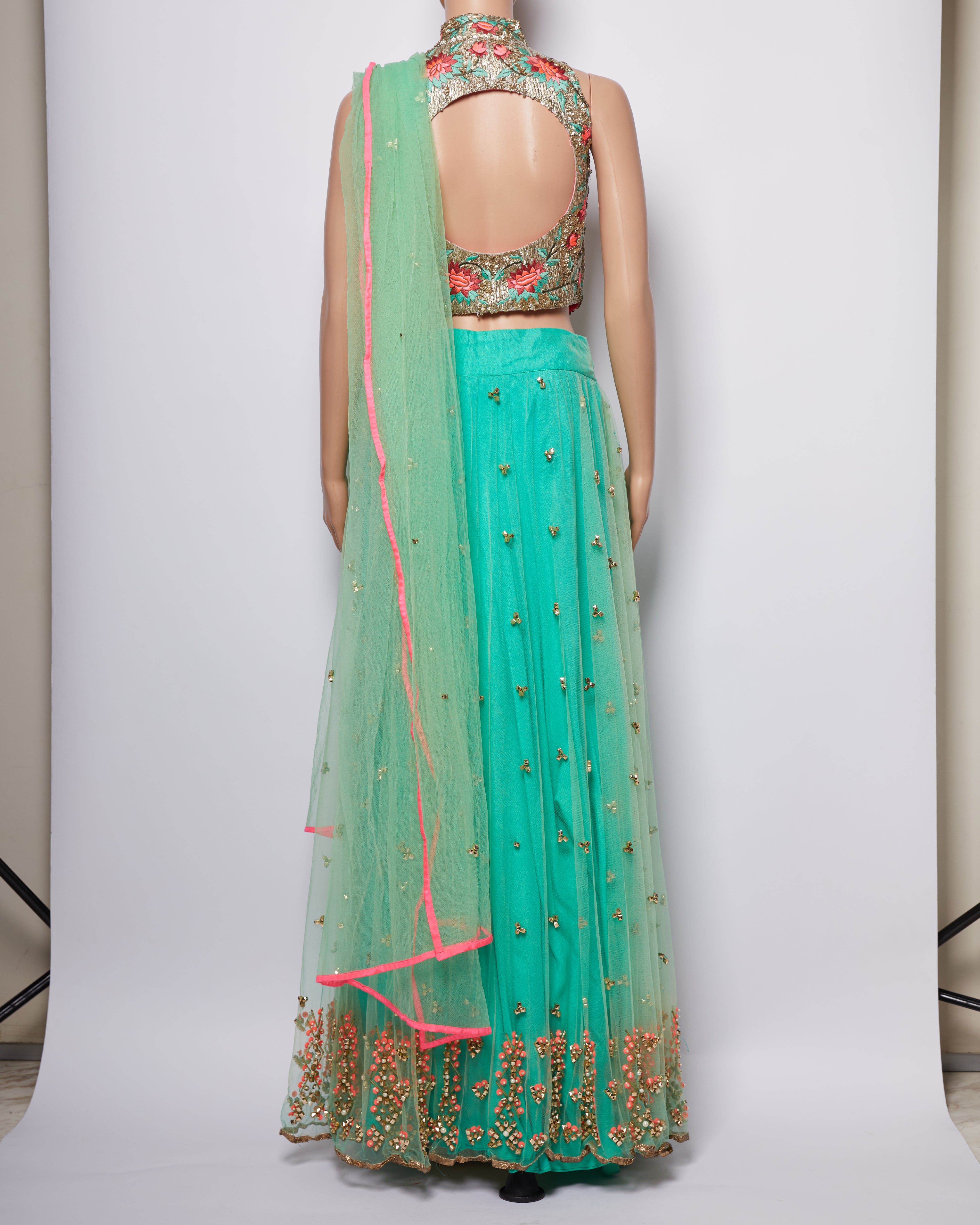 Papa Don't Preach Mint Lehenga Set