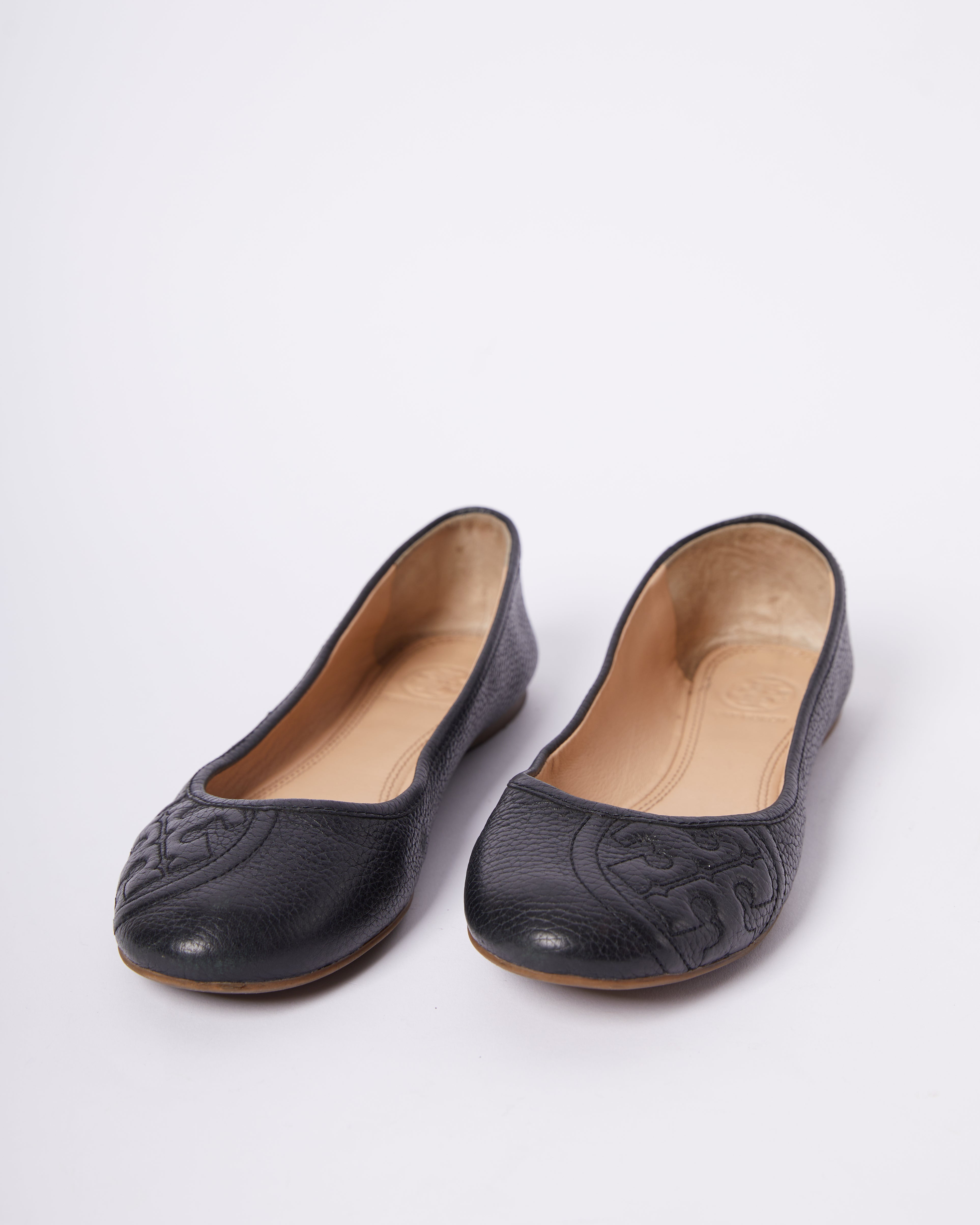 Tory Burch Black Leather Ballet Flats