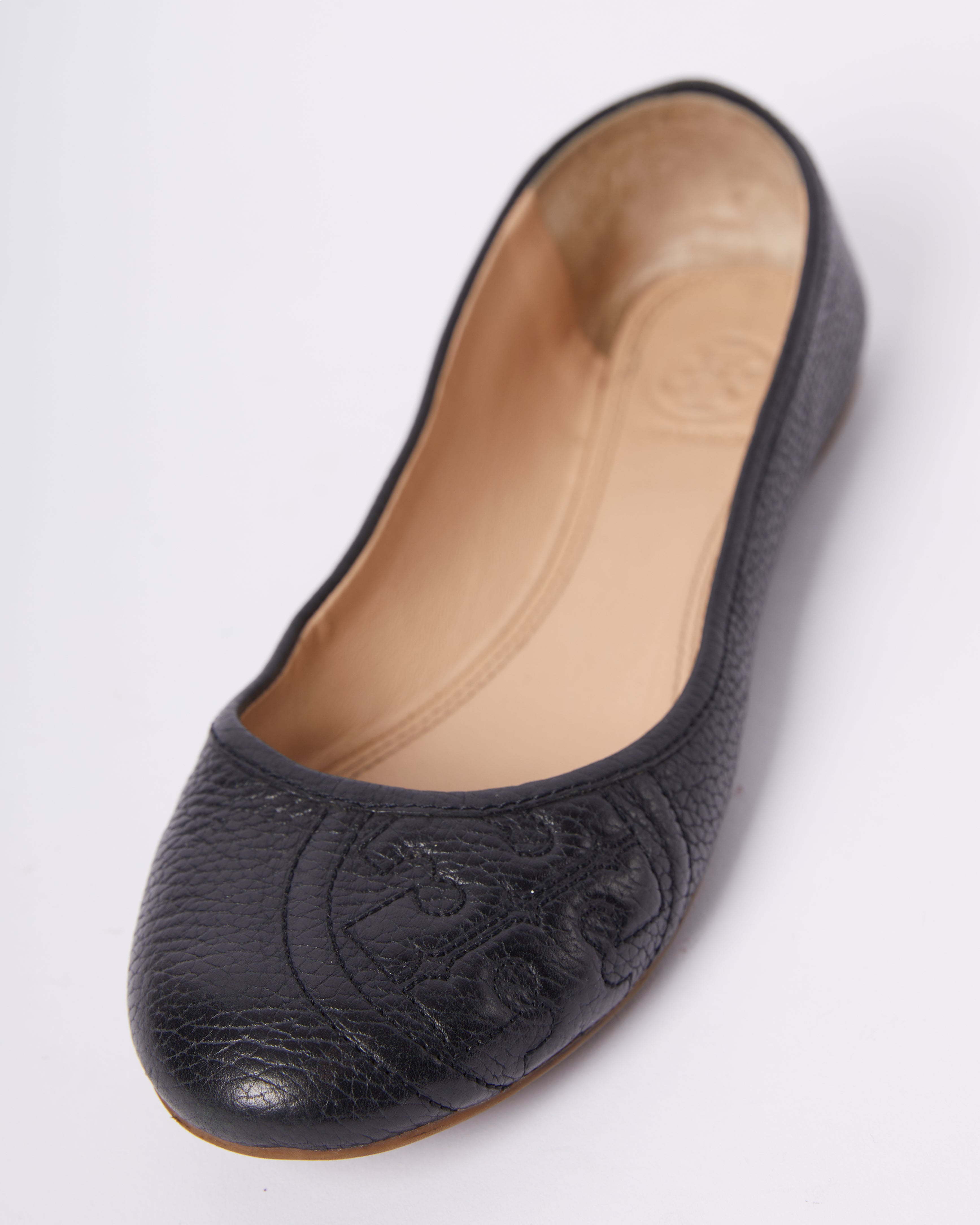 Tory Burch Black Leather Ballet Flats