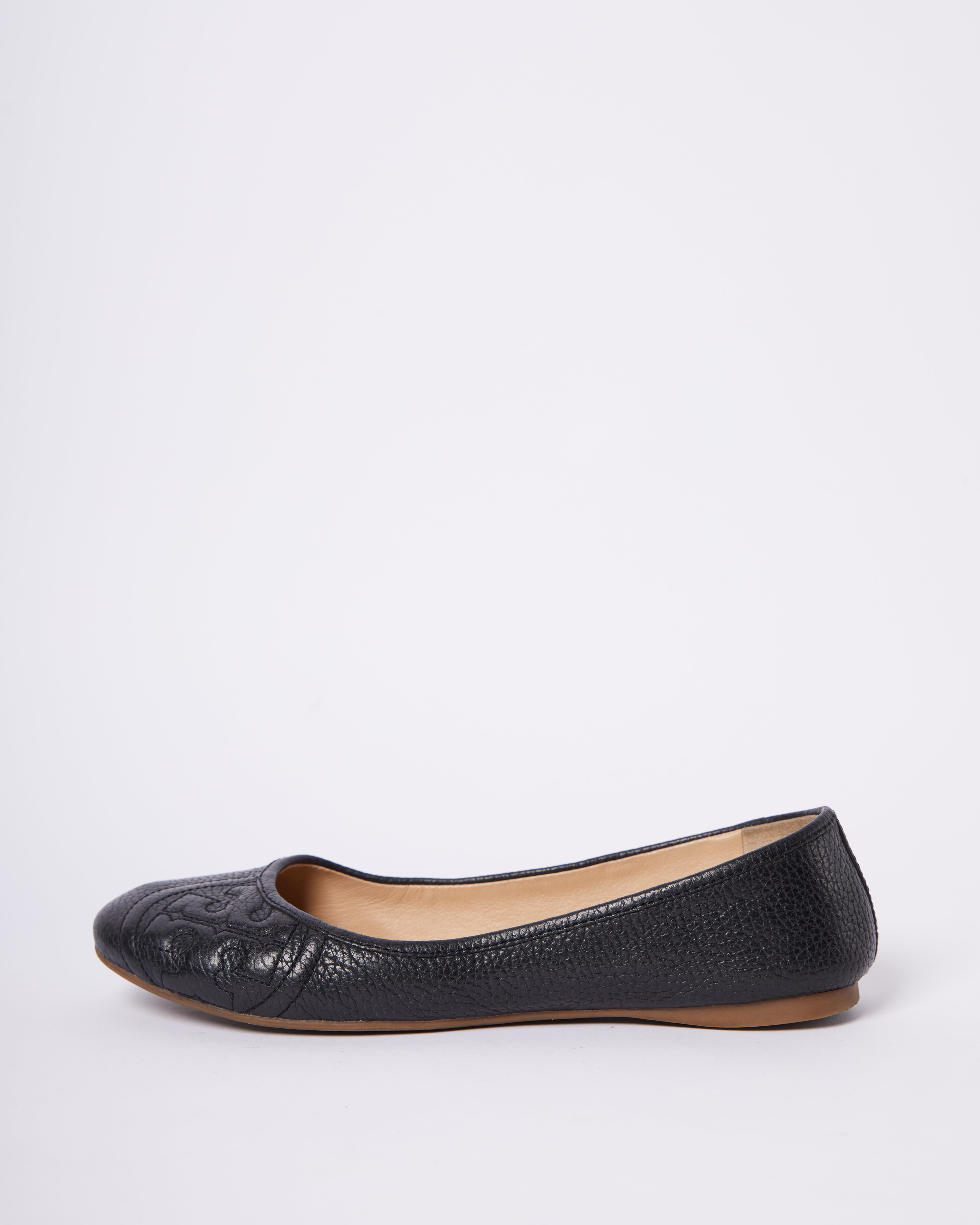 Tory Burch Black Leather Ballet Flats