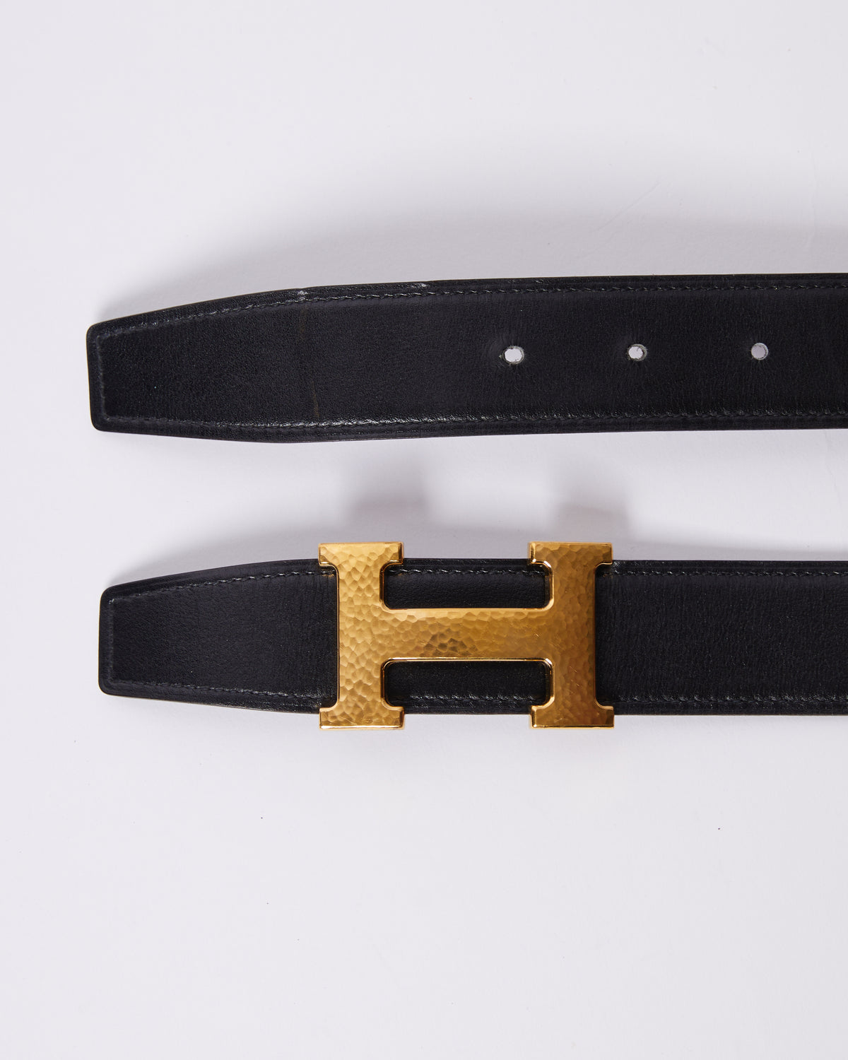Hermes Box Togo Leather Brushed Gold Plated Constance 'H' Men's Belt