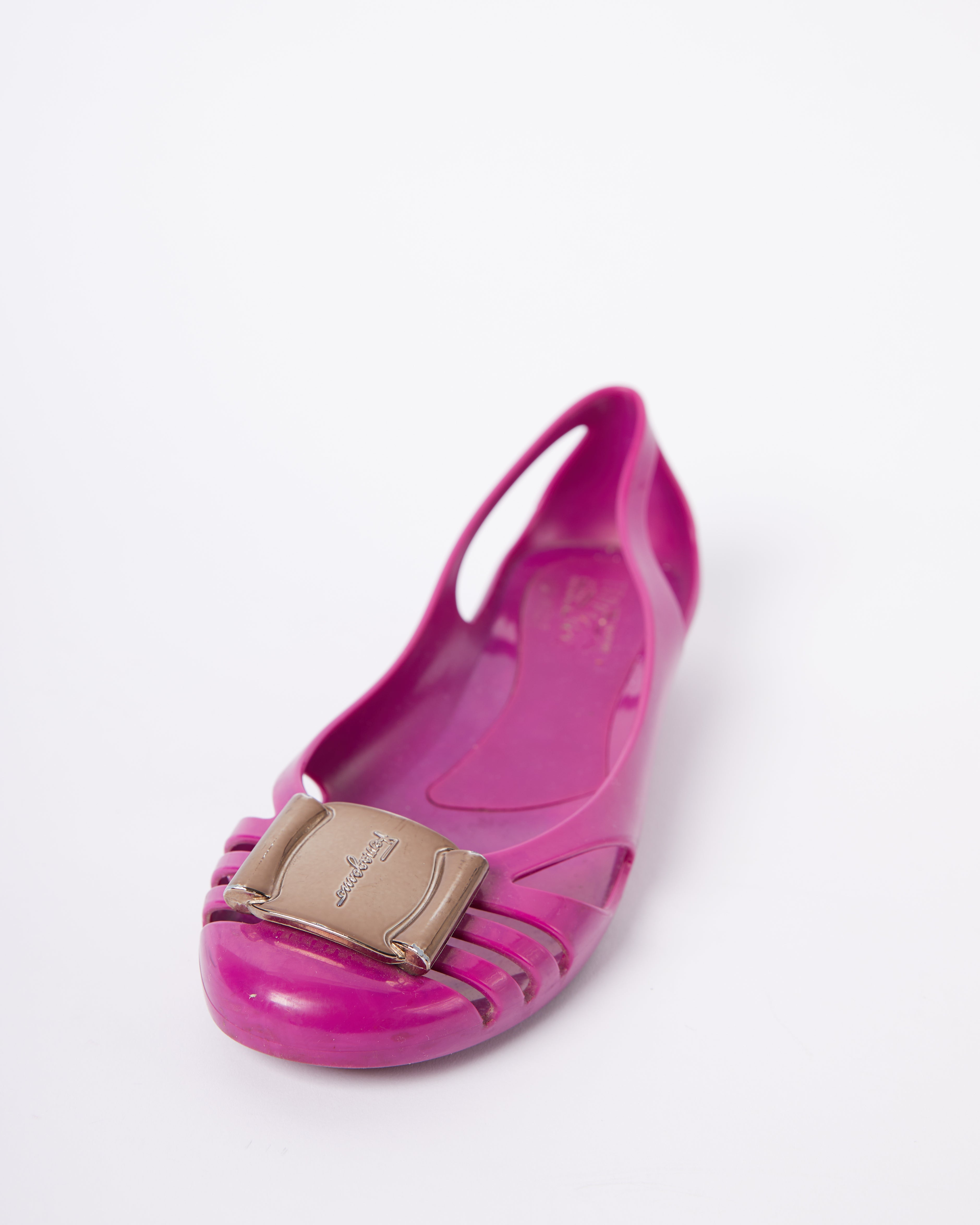 Salvatore Ferragamo Purple Jelly Cut Out Flats