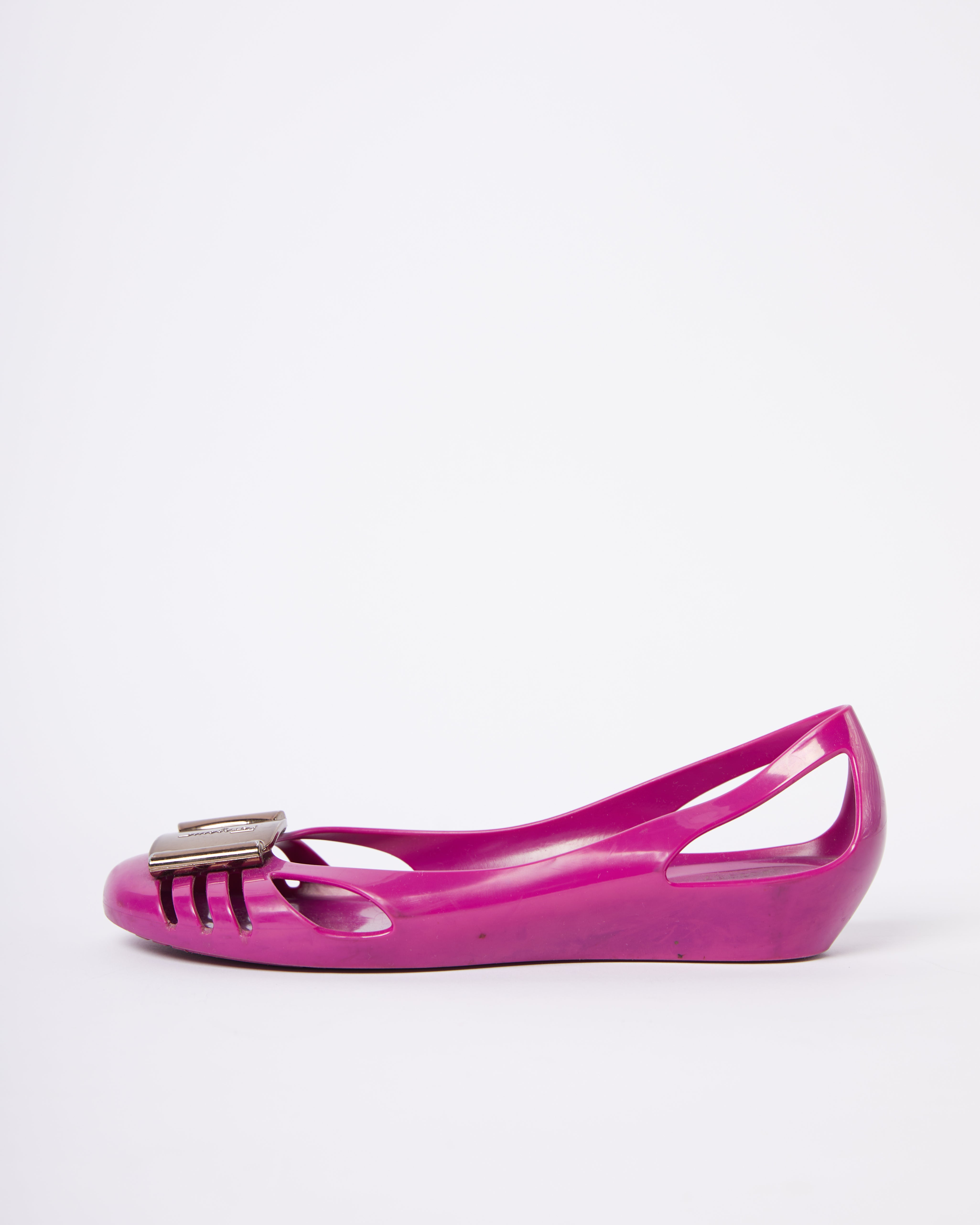 Salvatore Ferragamo Purple Jelly Cut Out Flats