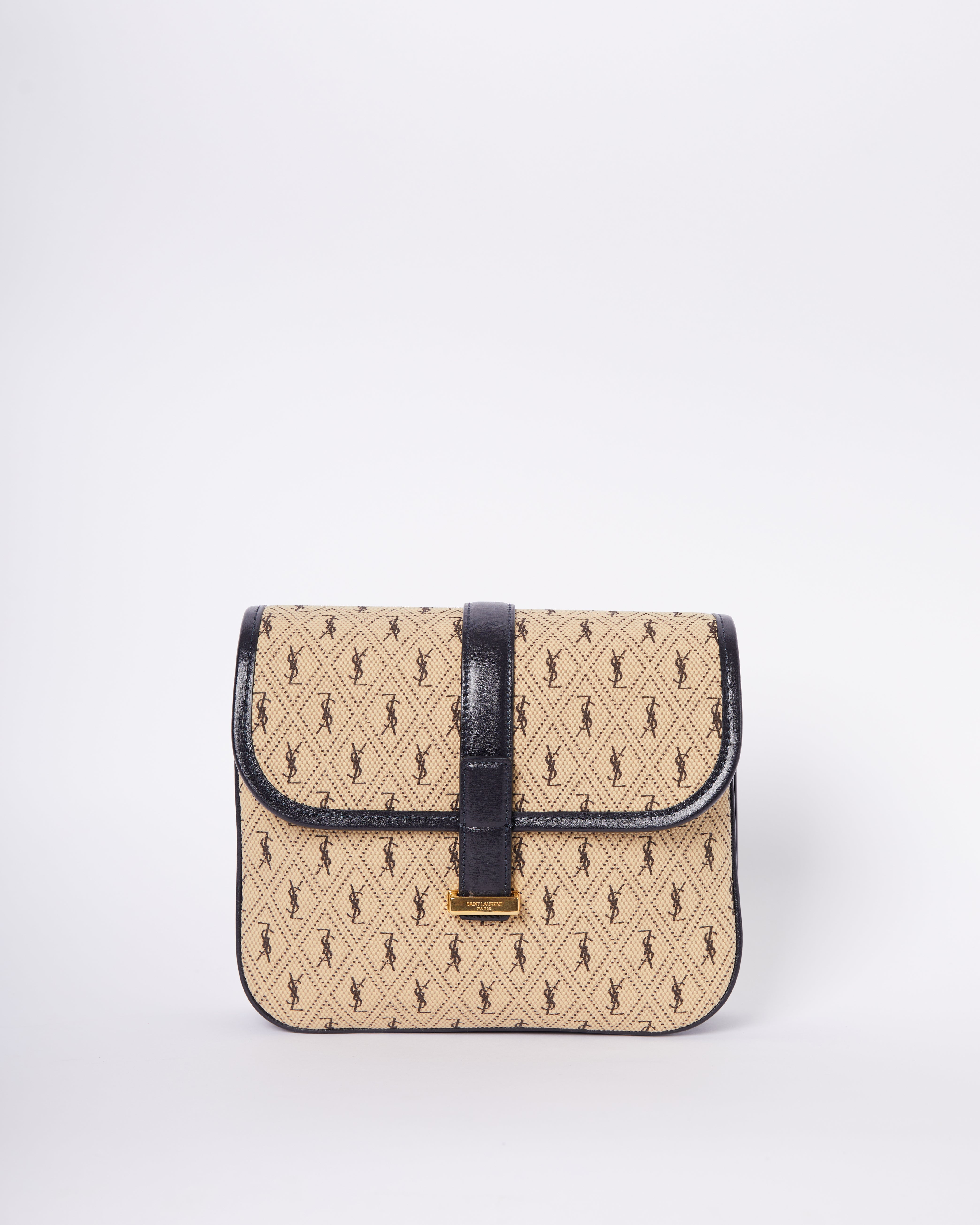 New Yves Saint Laurent LE MONOGRAMME Camera Bag in Canvas and Smooth Leather Bag