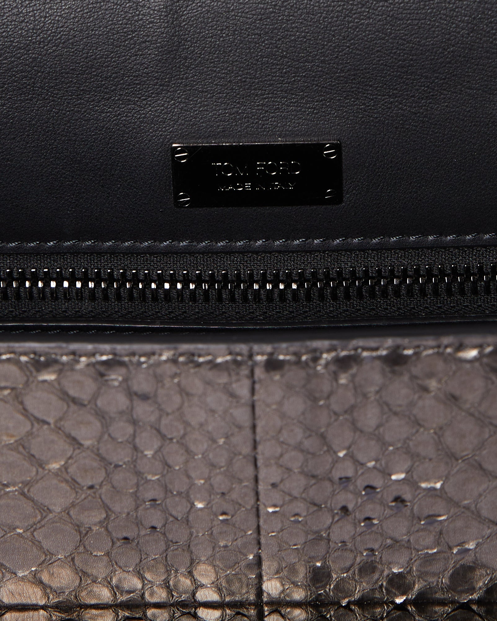 Tom Ford Metallic Silver Python Small Chain Bag