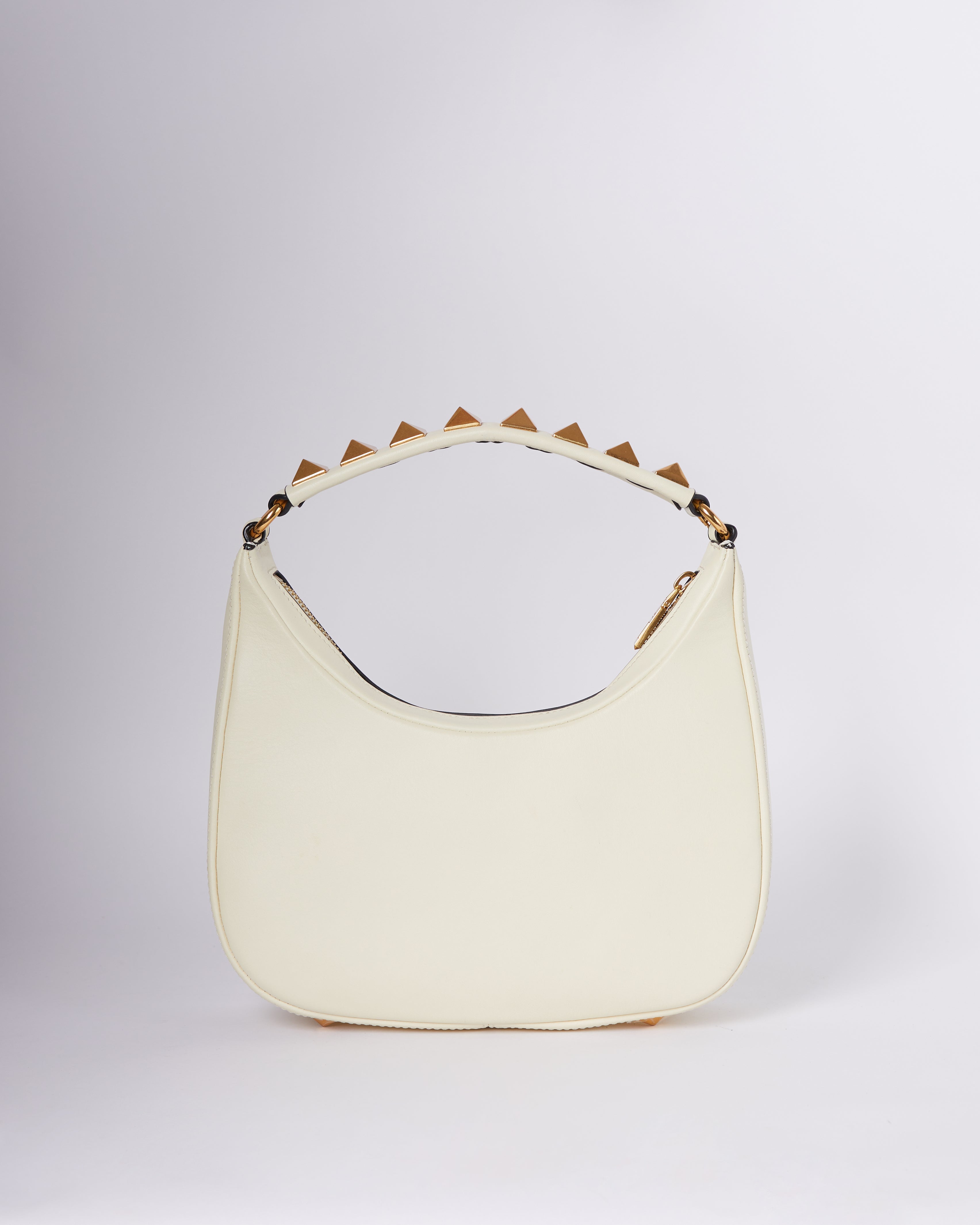 Valentino Off-white Leather Stud Sign Hobo Bag