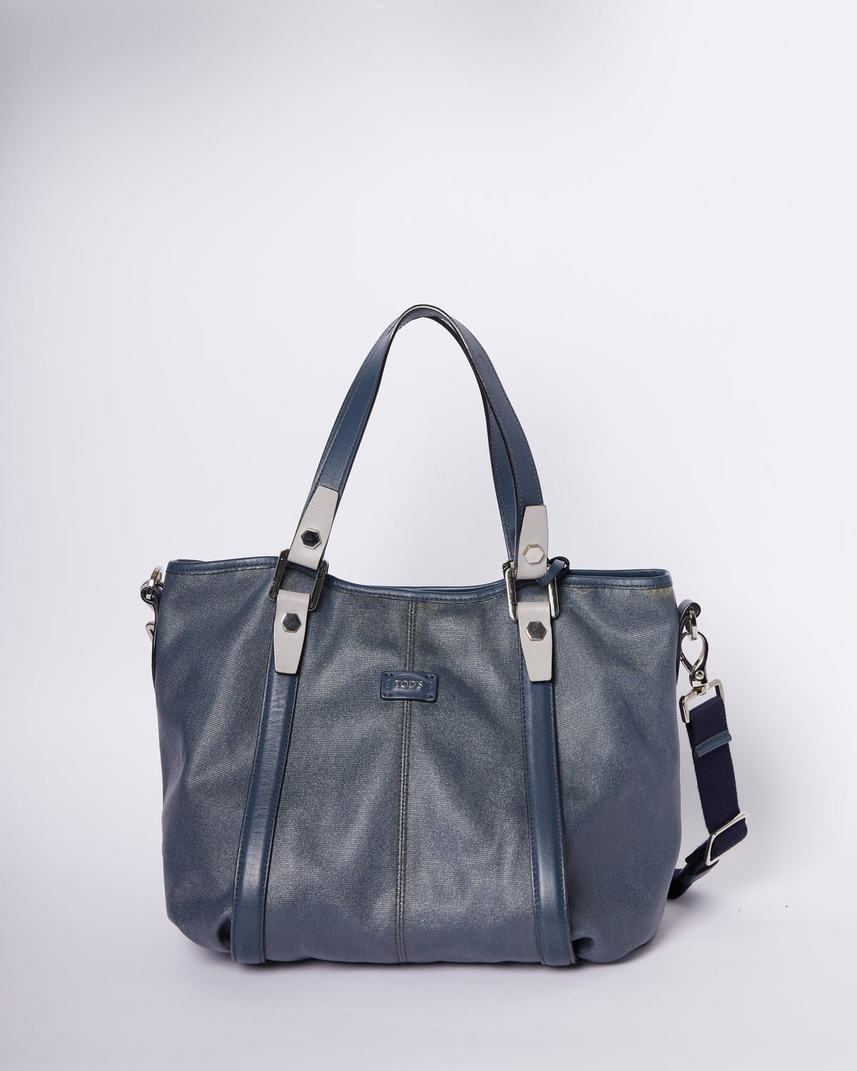 Tods Blue /Grey Coated Canvas Bag