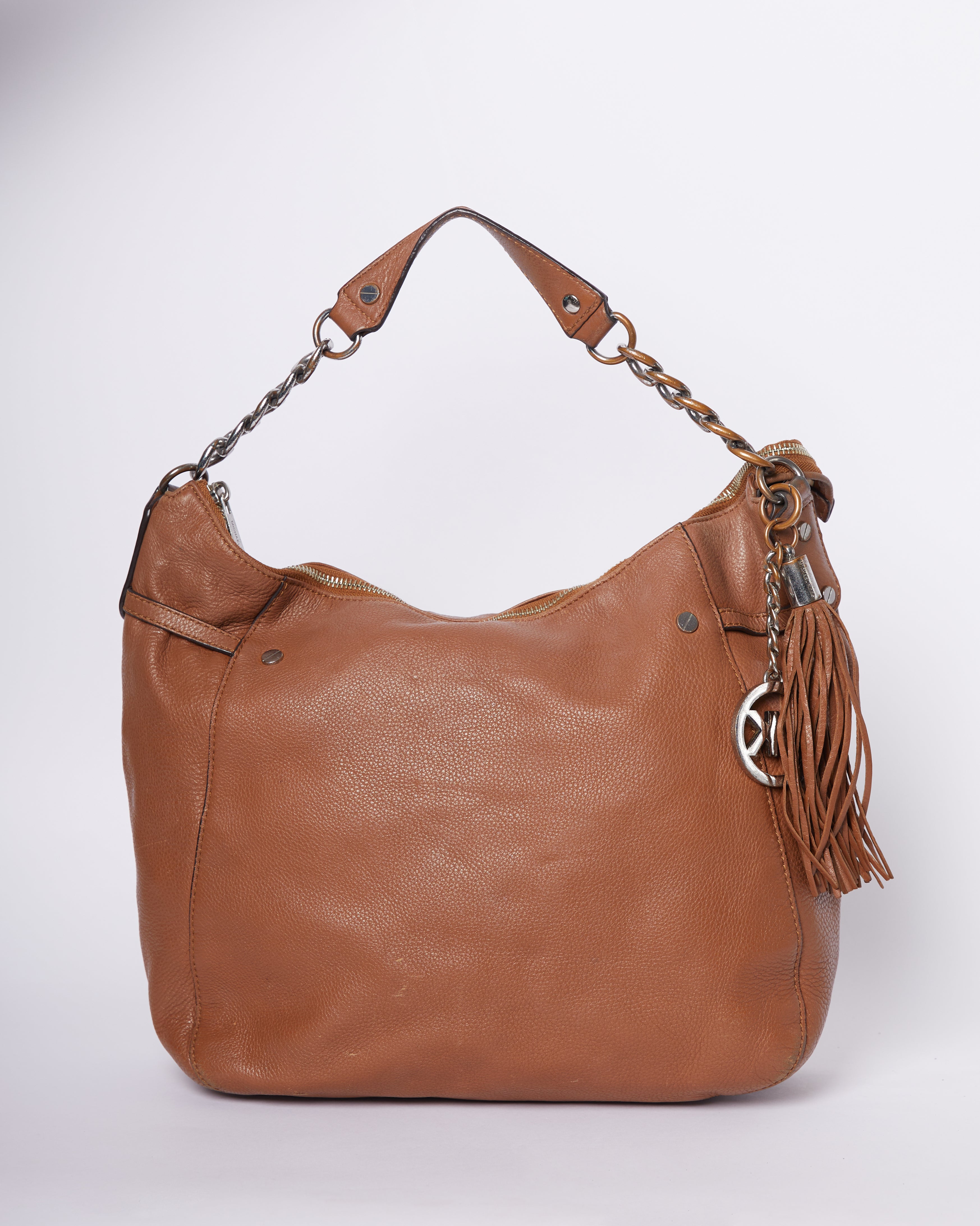 MK Tote Bag In Brown With Chain Strap In Gold Tone Hardware