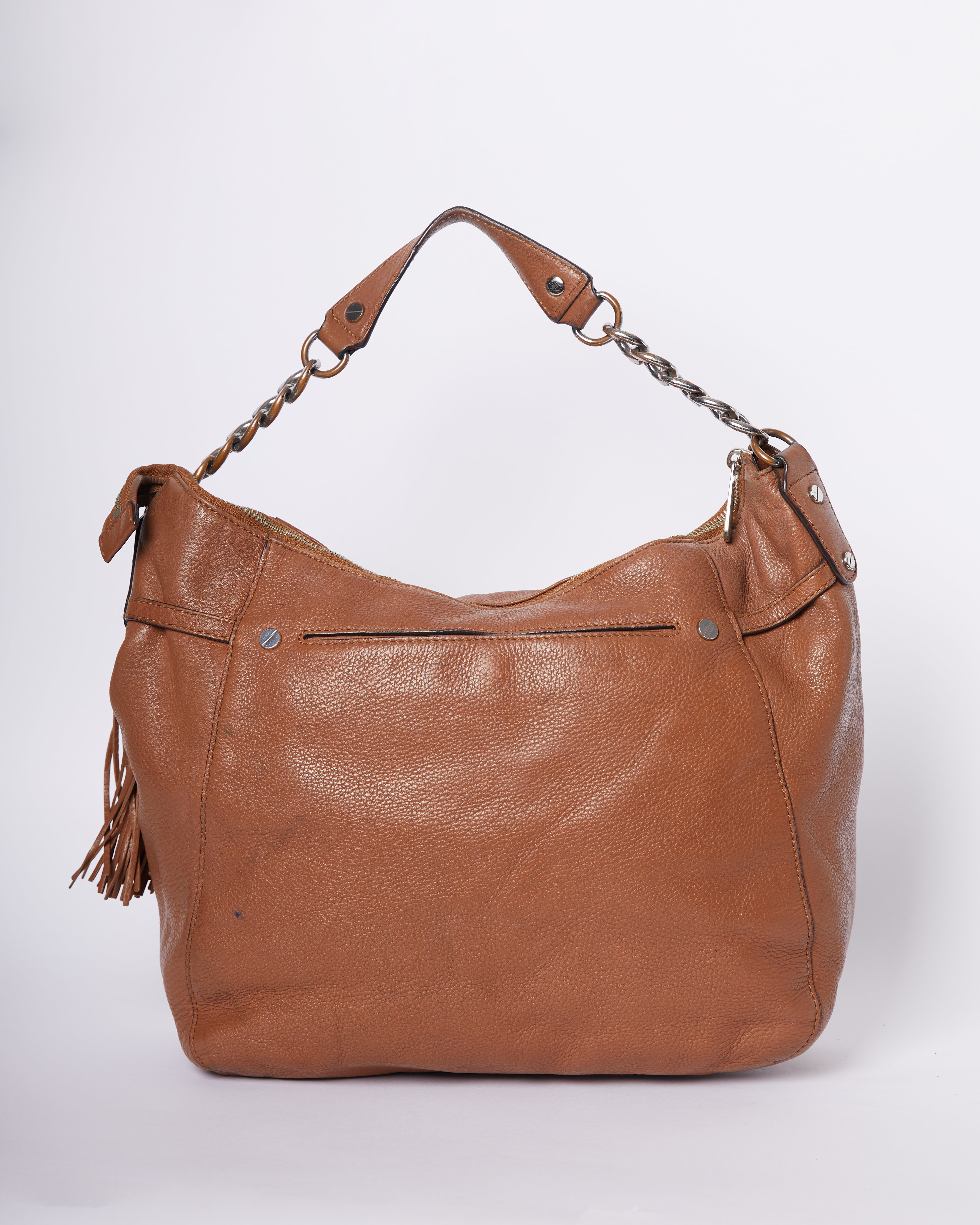 MK Tote Bag In Brown With Chain Strap In Gold Tone Hardware