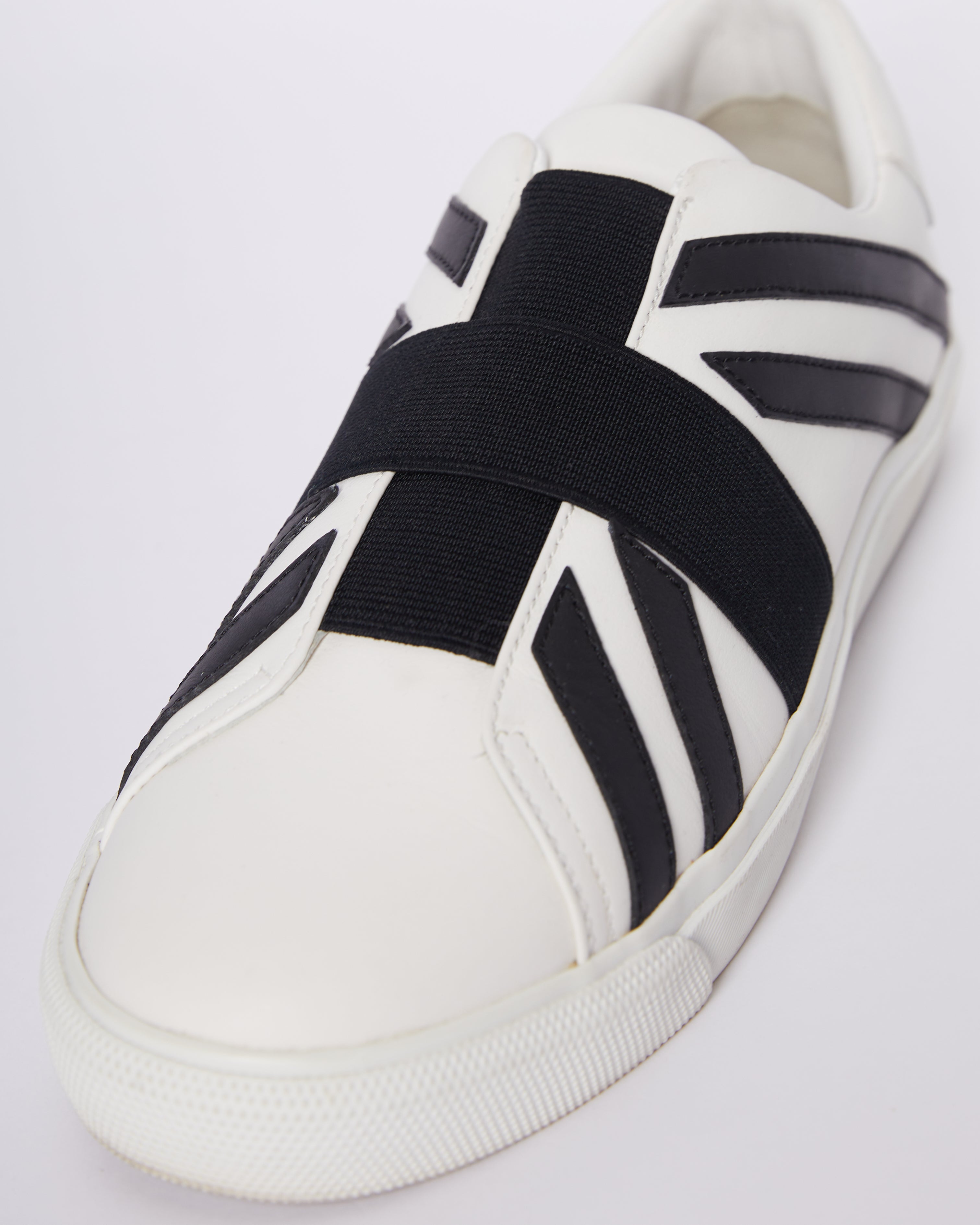 Burberry Women's London Brit Flag Black & White Leather Sneakers