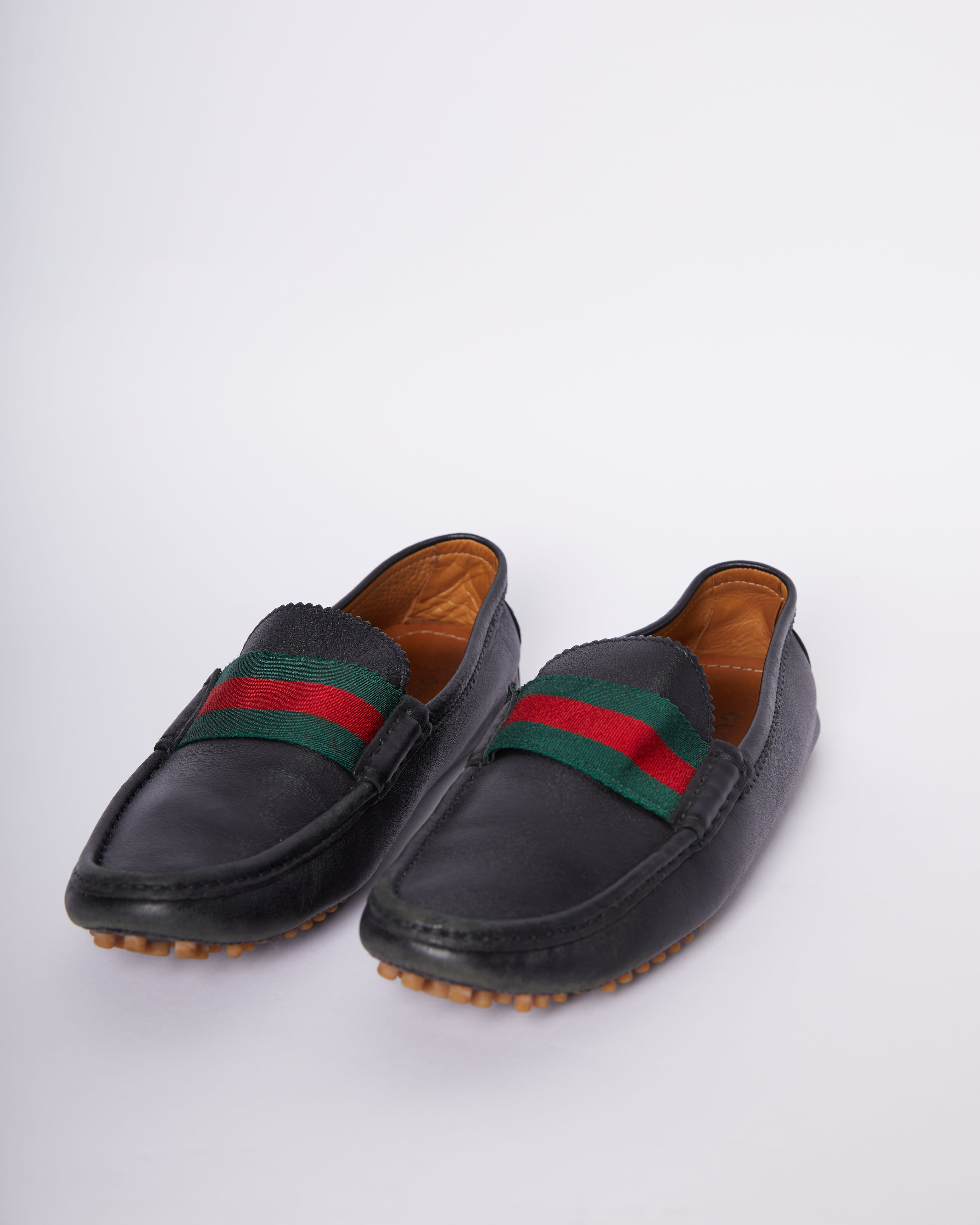 Gucci Men's Mocro Leather Drivers Black Loafers