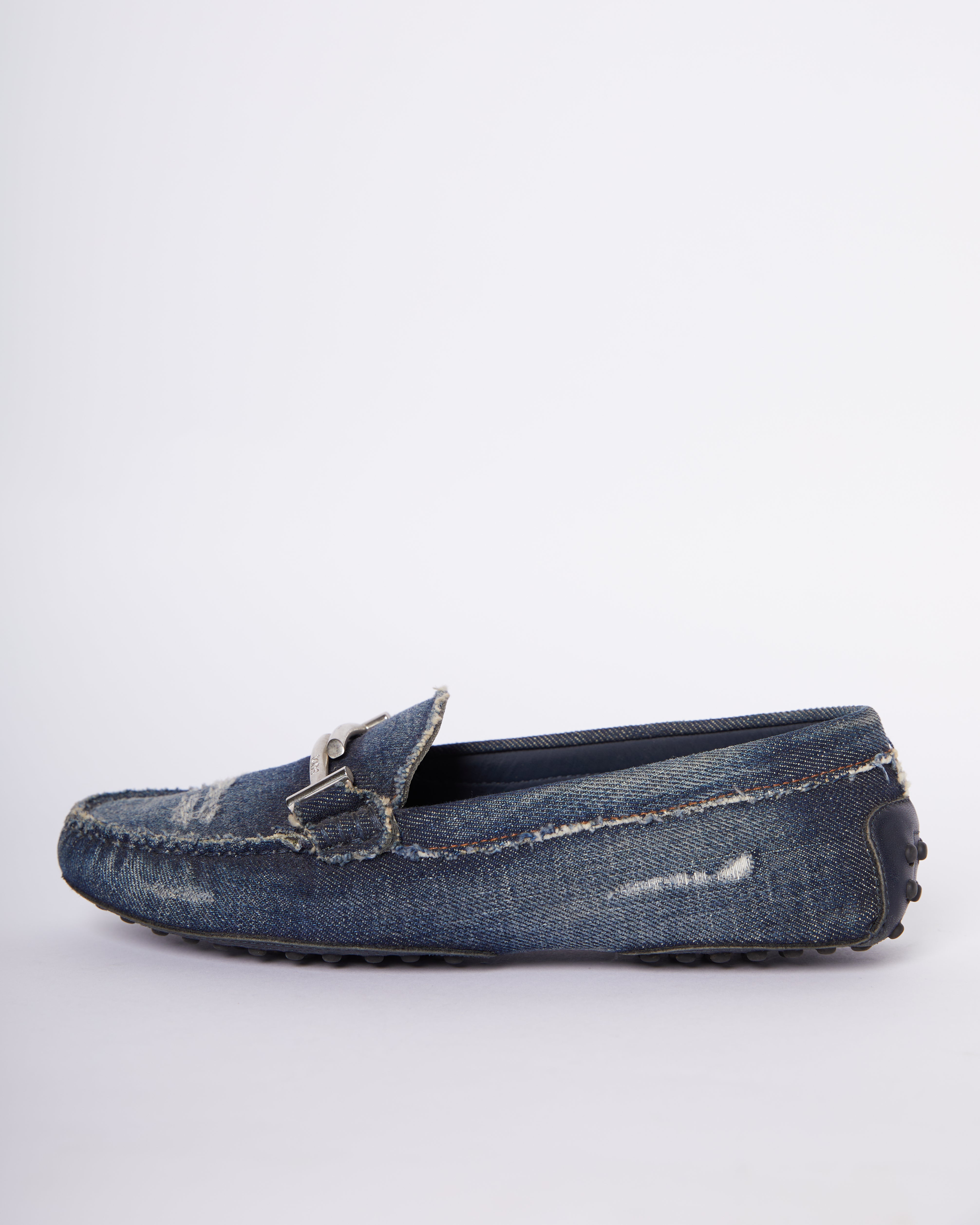 Tod's denim Double T Strap Slip On Loafers