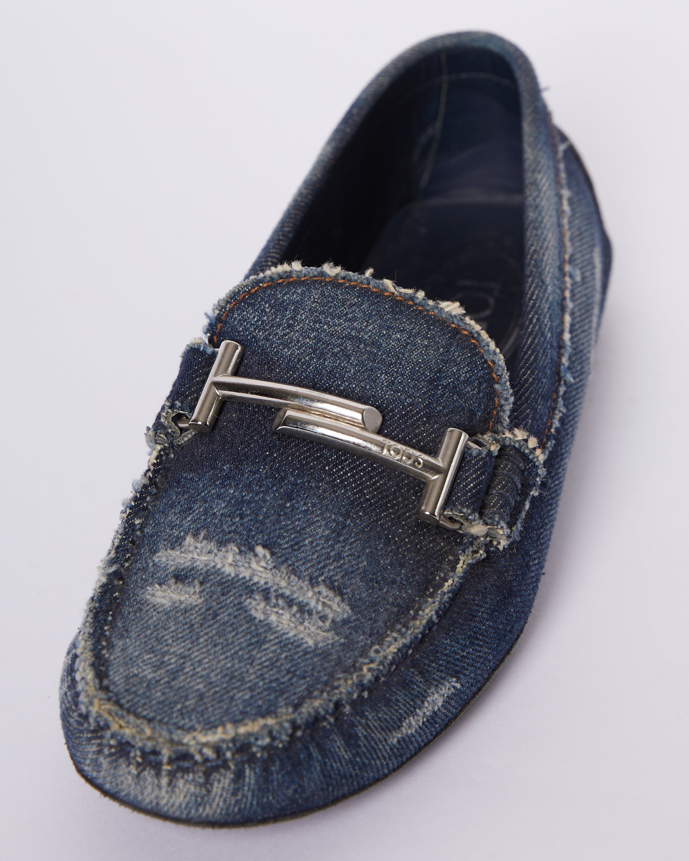 Tod's denim Double T Strap Slip On Loafers