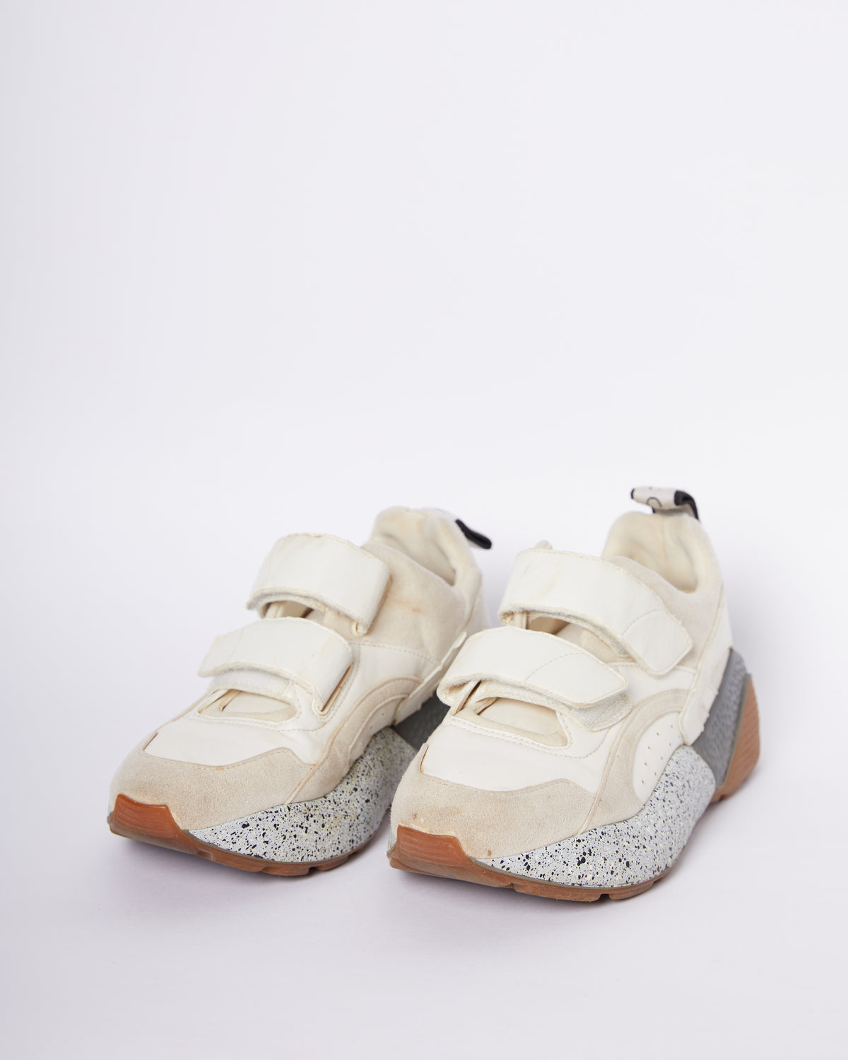 Stella McCartney White Faux Leather Suede Eclypse Velcro Snap Shoes