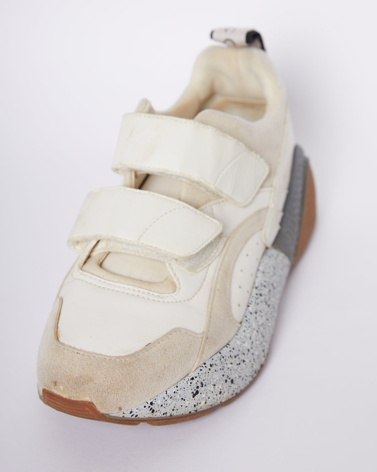 Stella McCartney White Faux Leather Suede Eclypse Velcro Snap Shoes