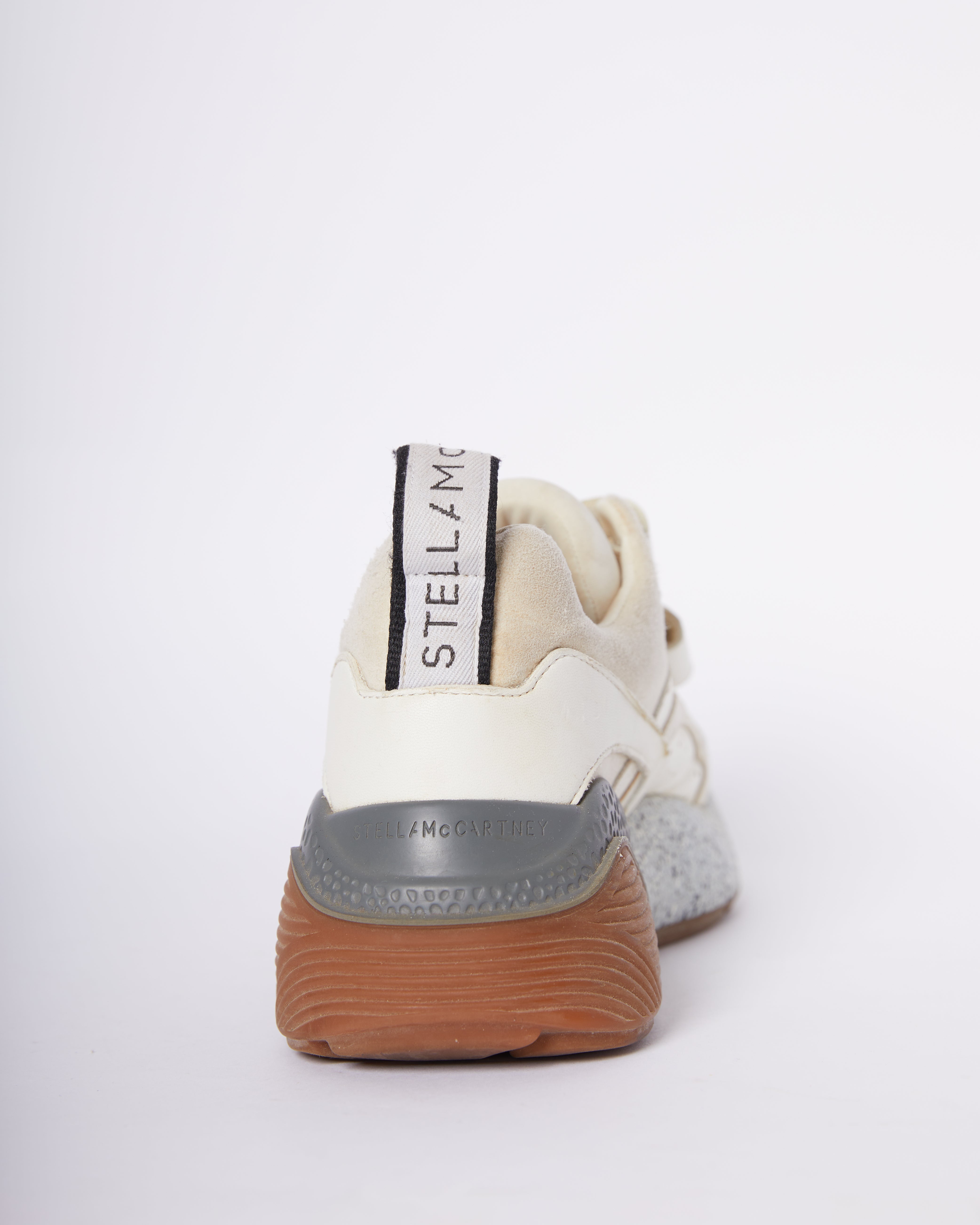 Stella McCartney White Faux Leather Suede Eclypse Velcro Snap Shoes