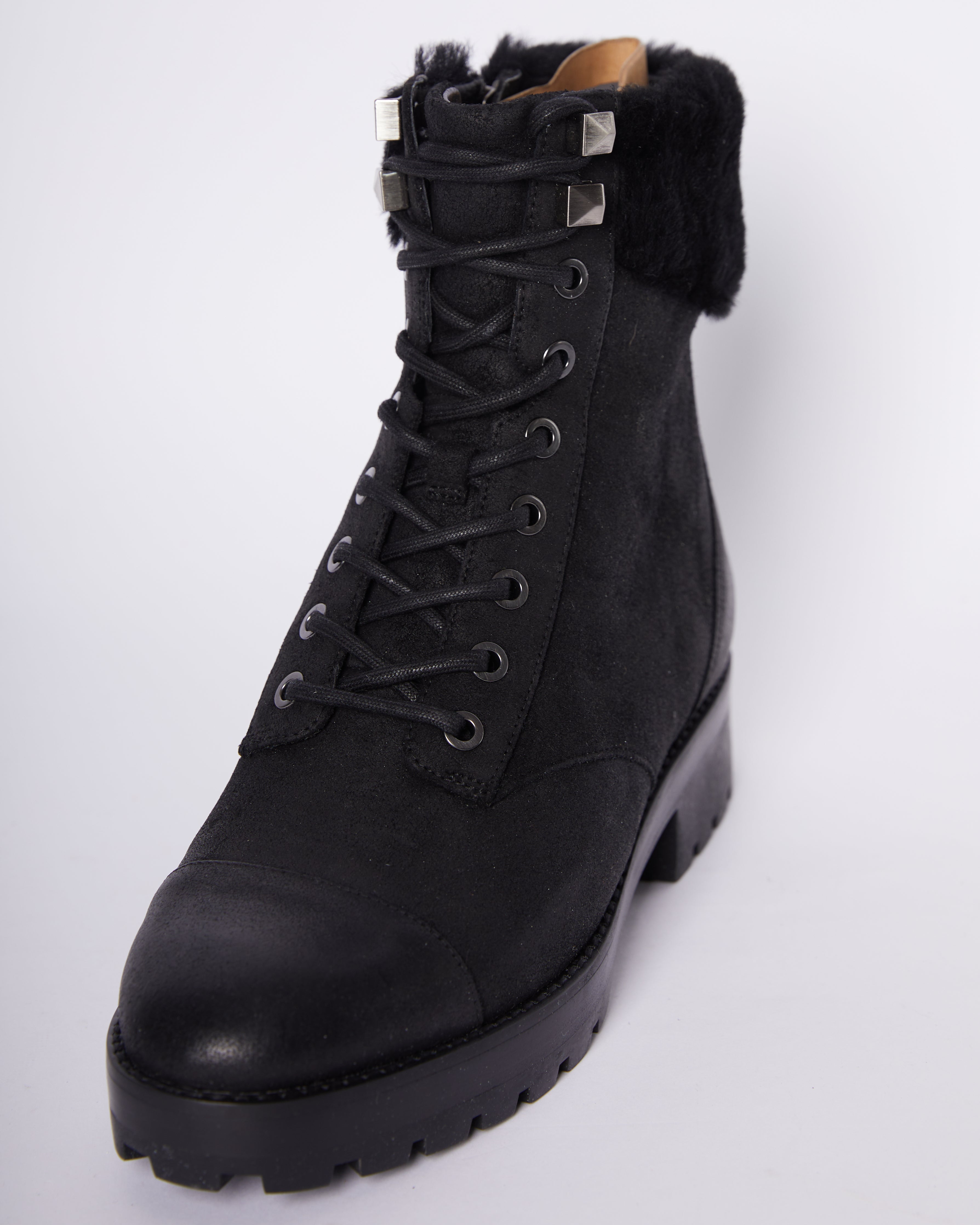 MK Cramer Shearling Detail Lace Up Ankle Boots