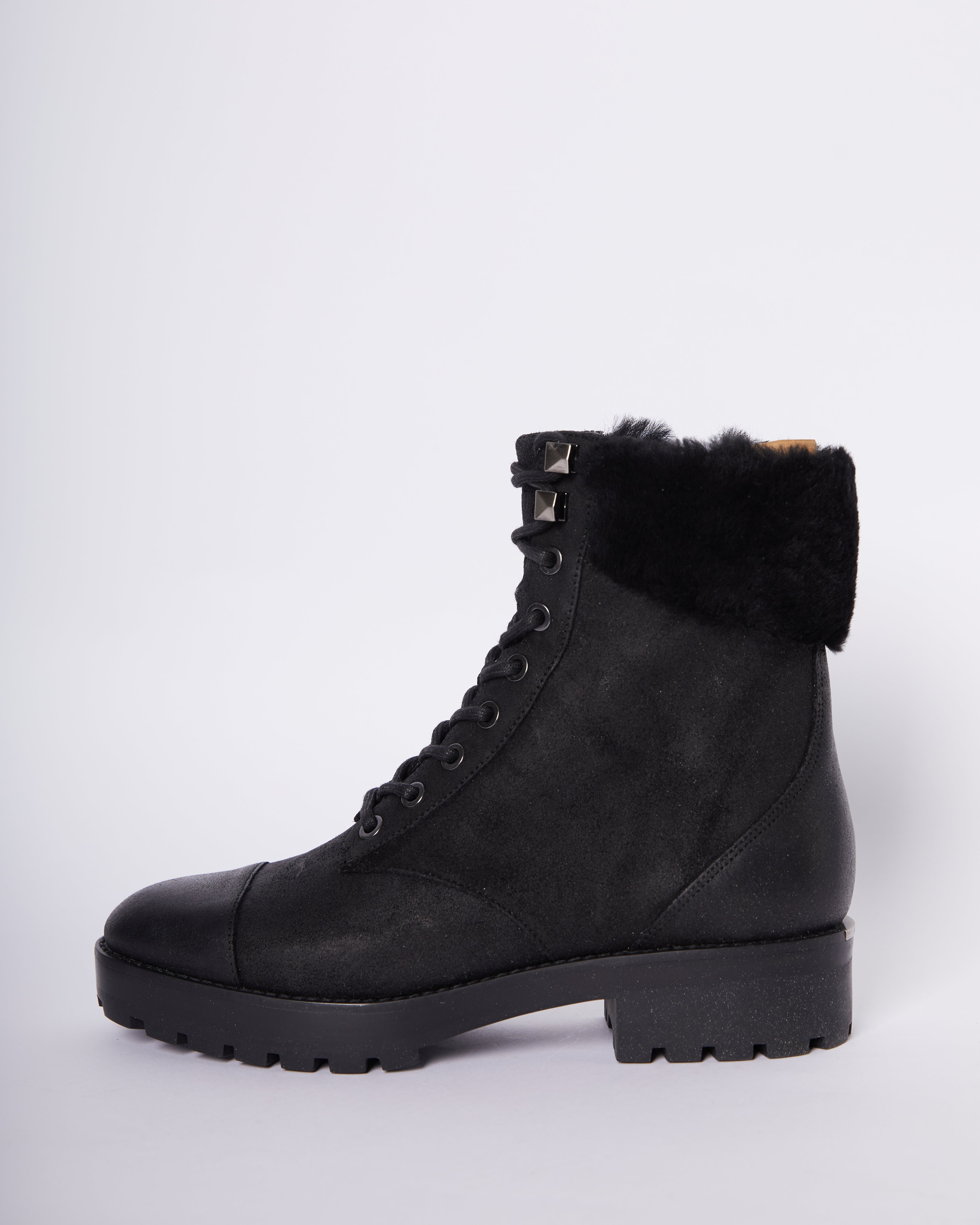 MK Cramer Shearling Detail Lace Up Ankle Boots