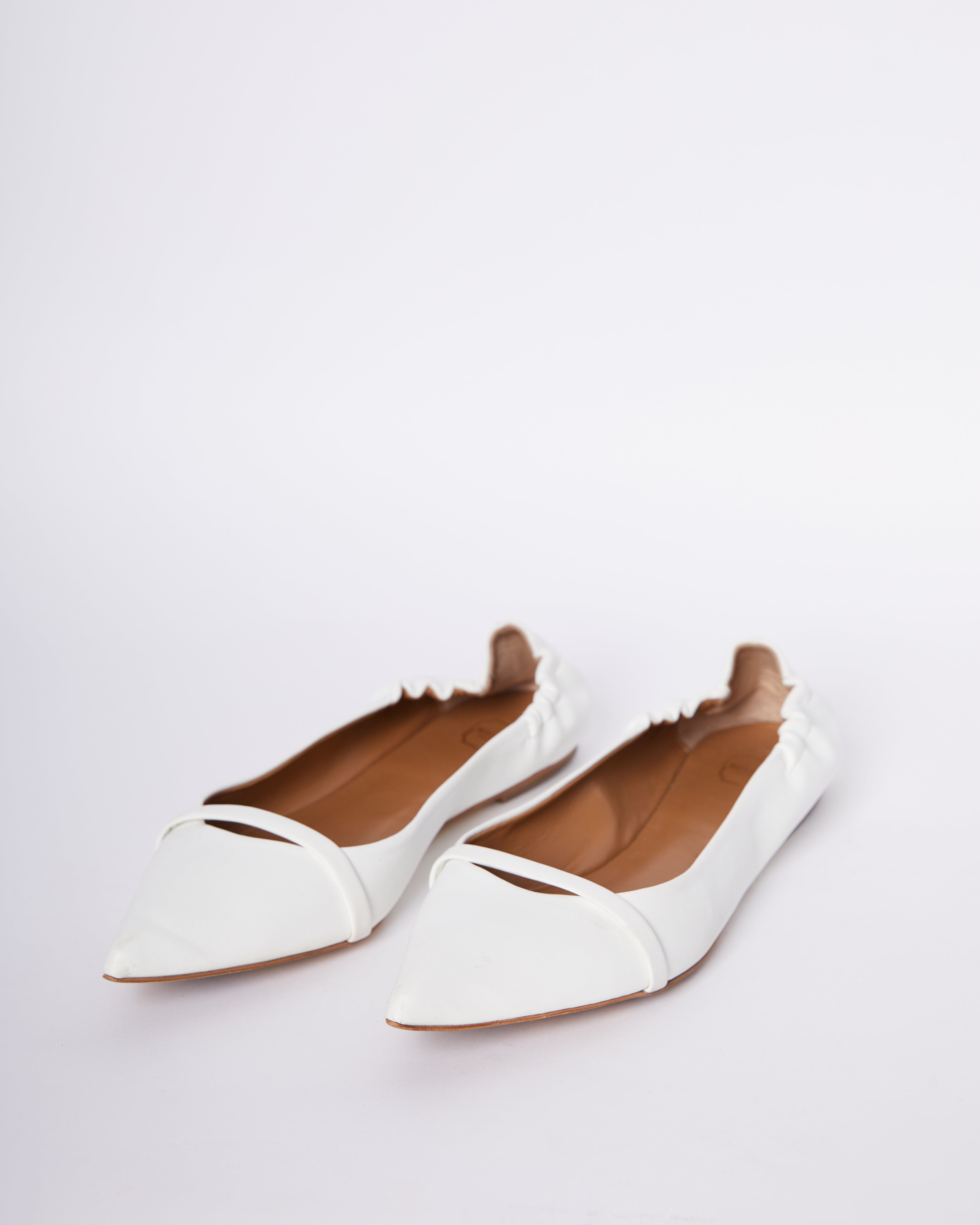 Malone White Pointy Ballerina Flats