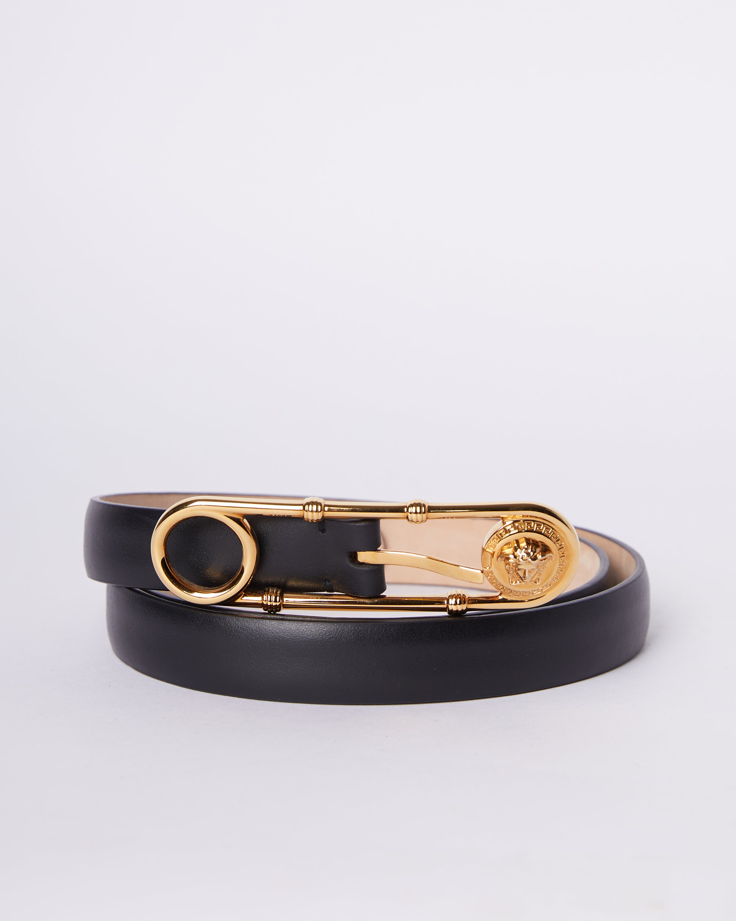 New Versace Safety Pin Leather Belt 3cm