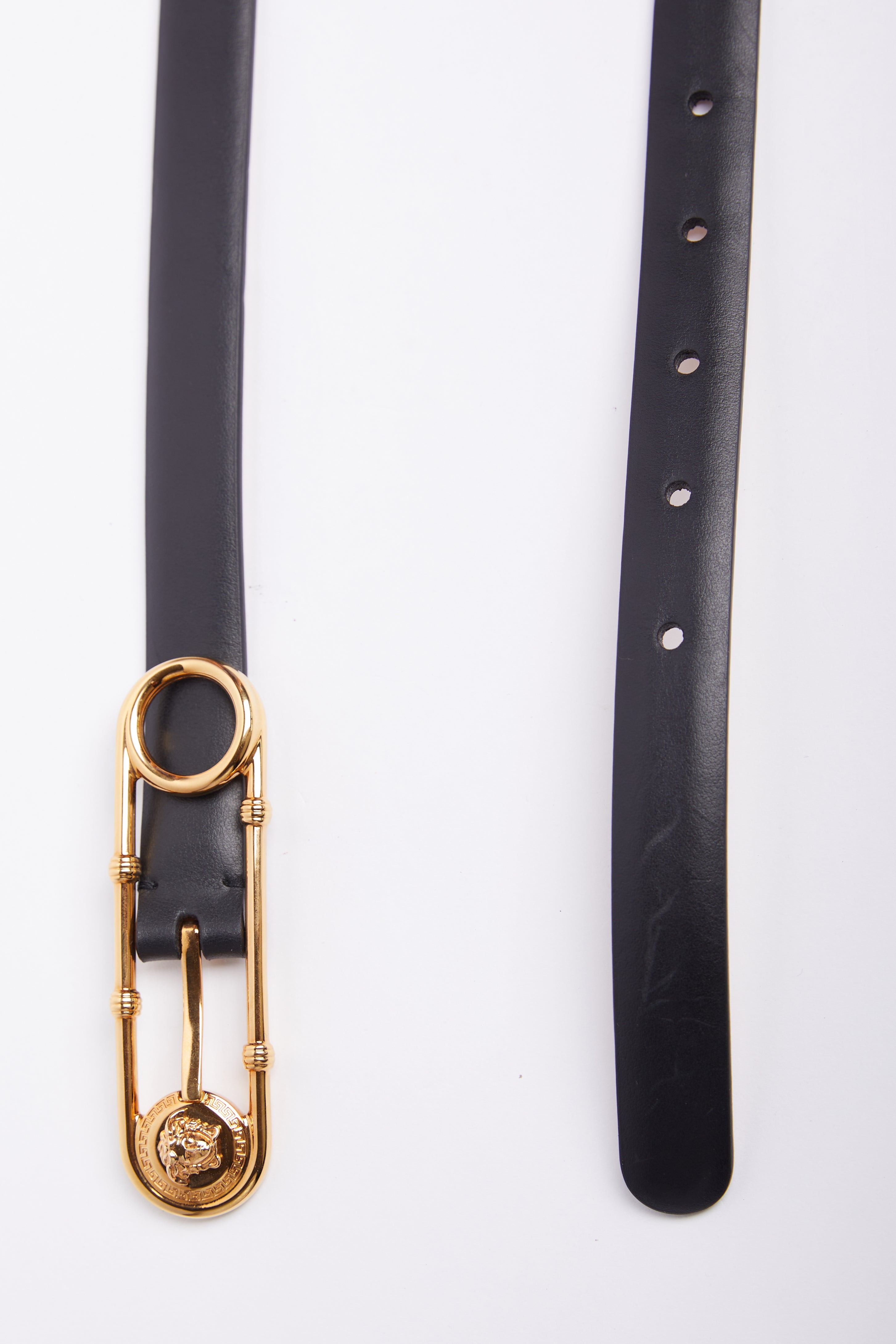 New Versace Safety Pin Leather Belt 3cm