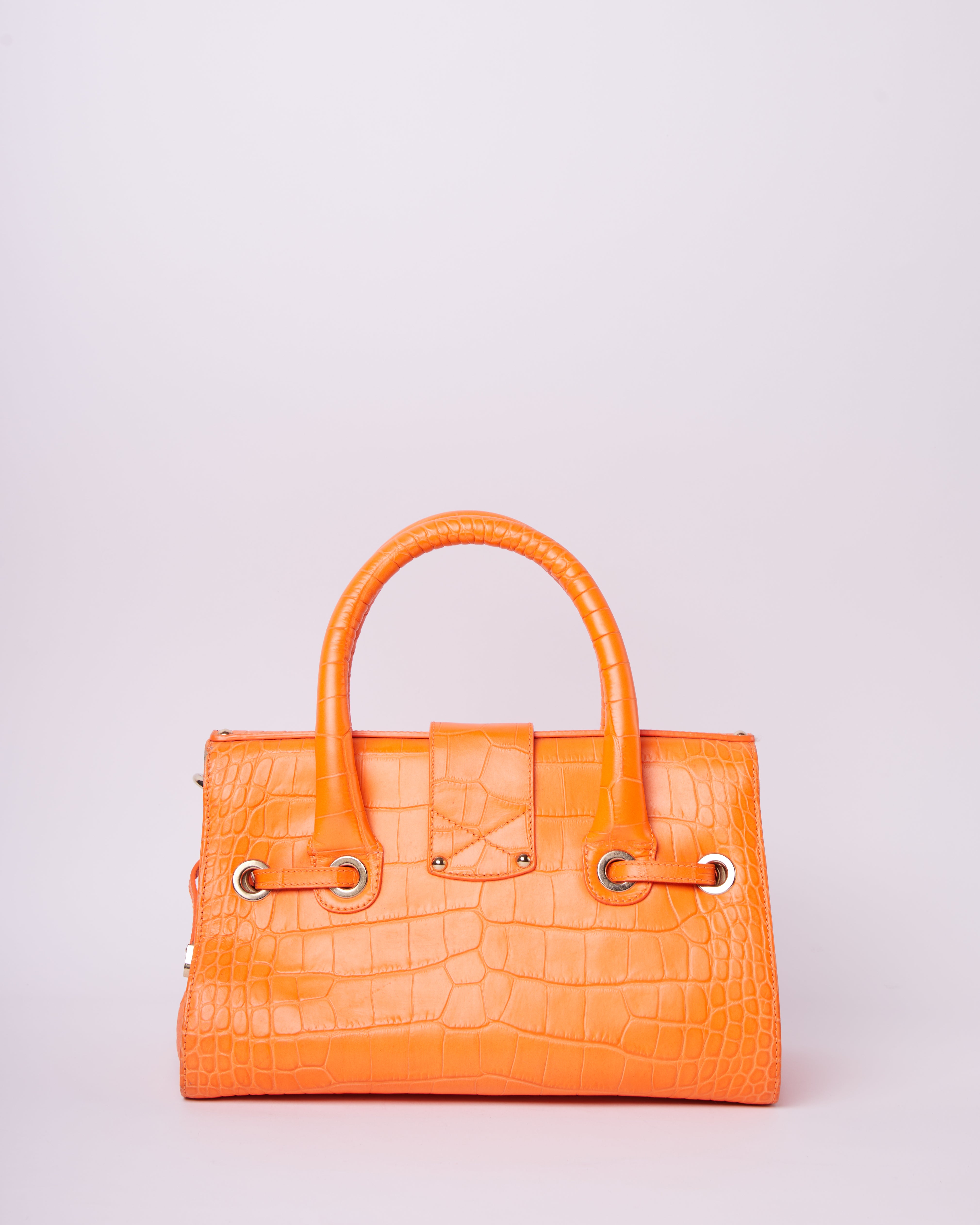 Jimmy Choo Orange Crocodile Embossed Handbag