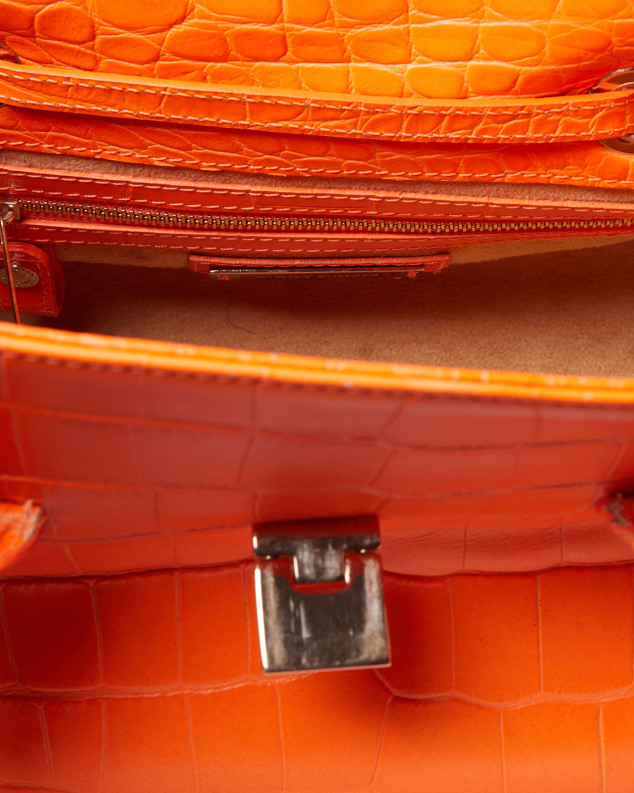 Jimmy Choo Orange Crocodile Embossed Handbag