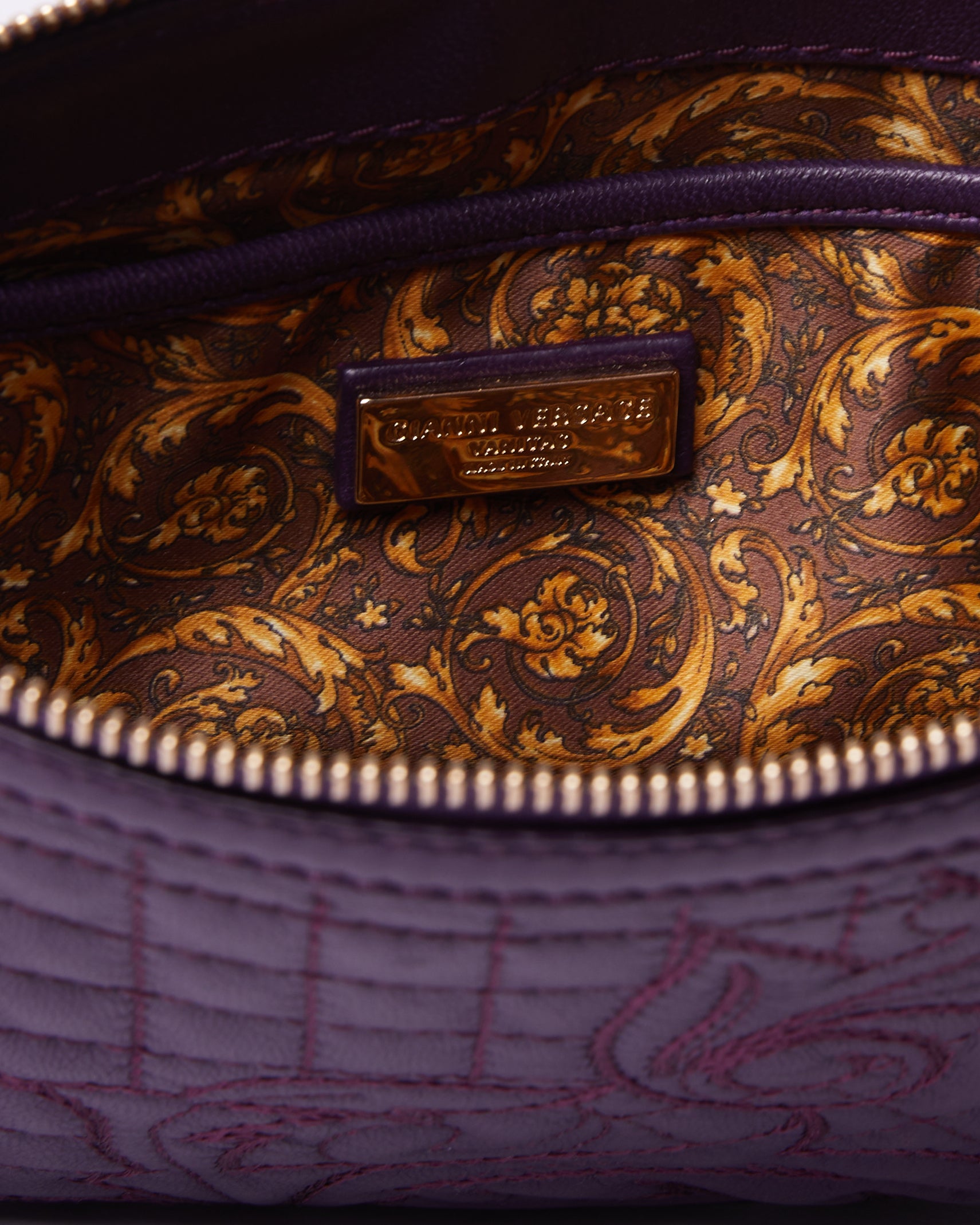 Versace Quilted Crossbody In Purple