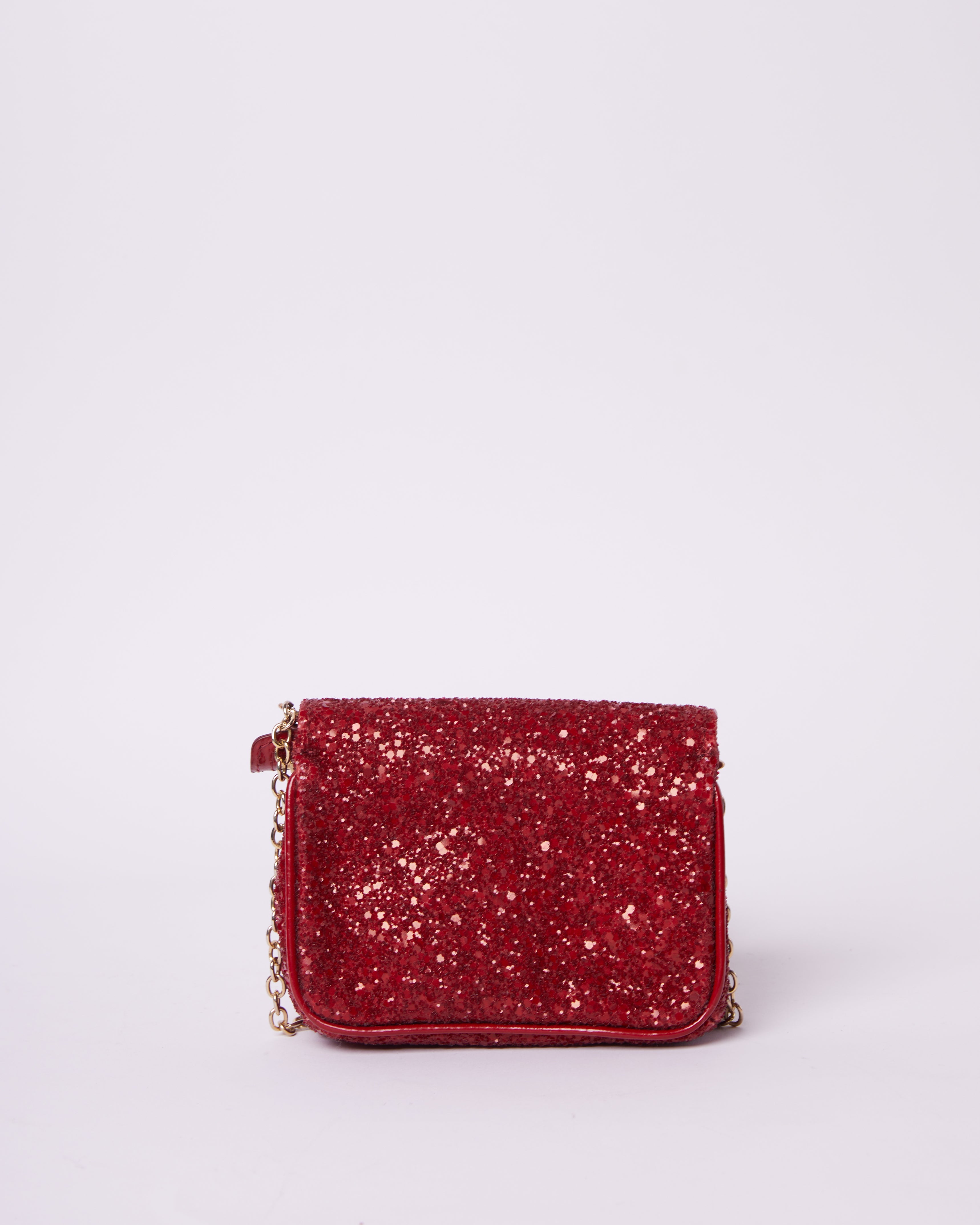 Jimmy Choo Red Glitter & Patent Leather Mini Rebel Crossbody Bag