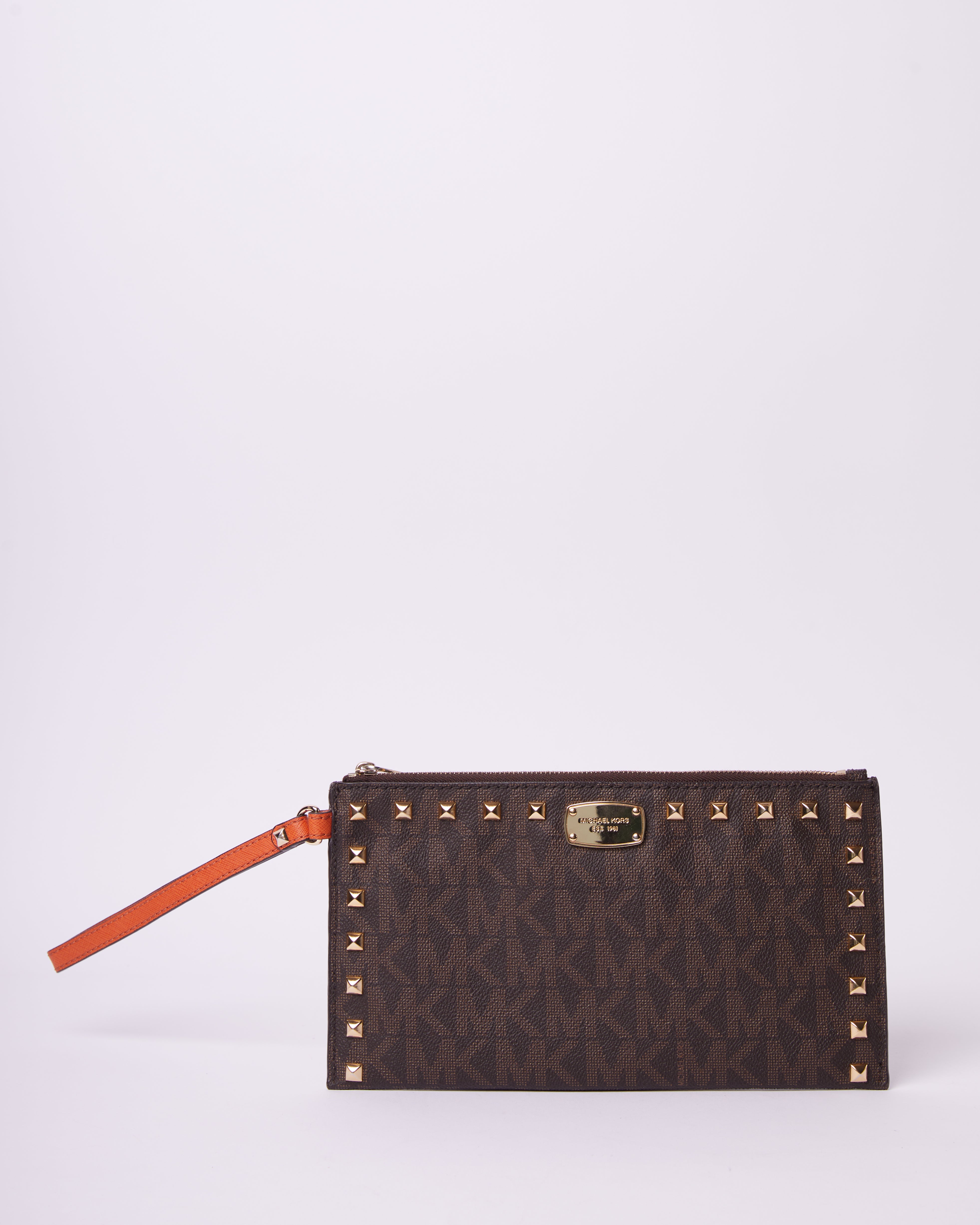 MK Saffiano Stud Zip Wristlet