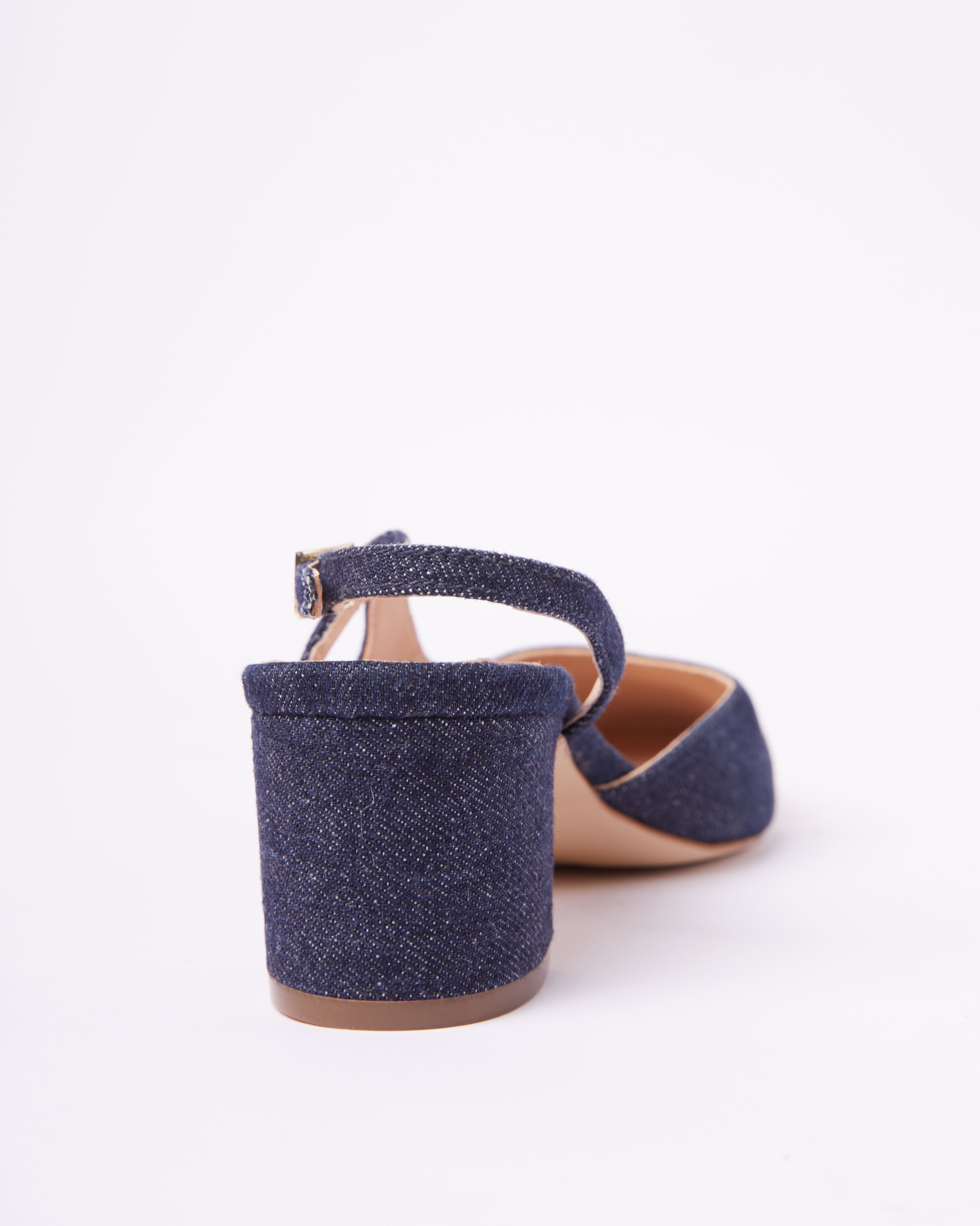 New Manfield Block Heels In Denim Detailing