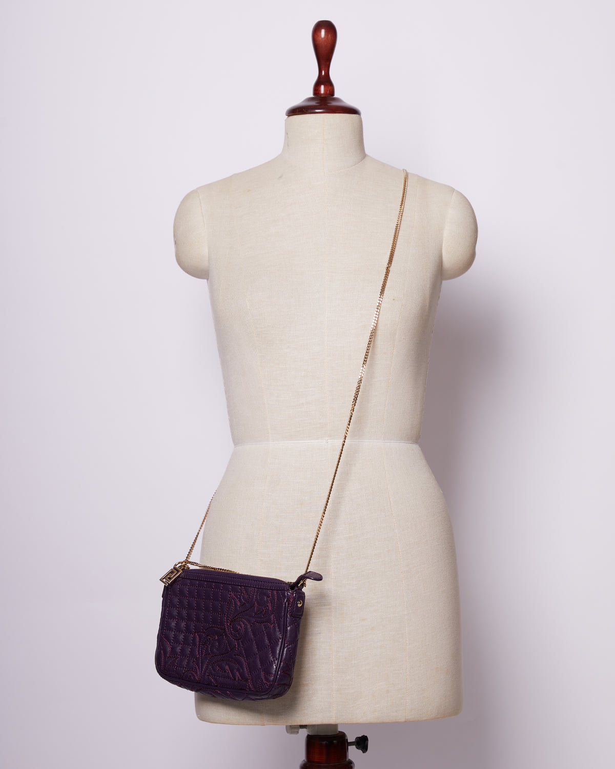 Versace Quilted Crossbody In Purple