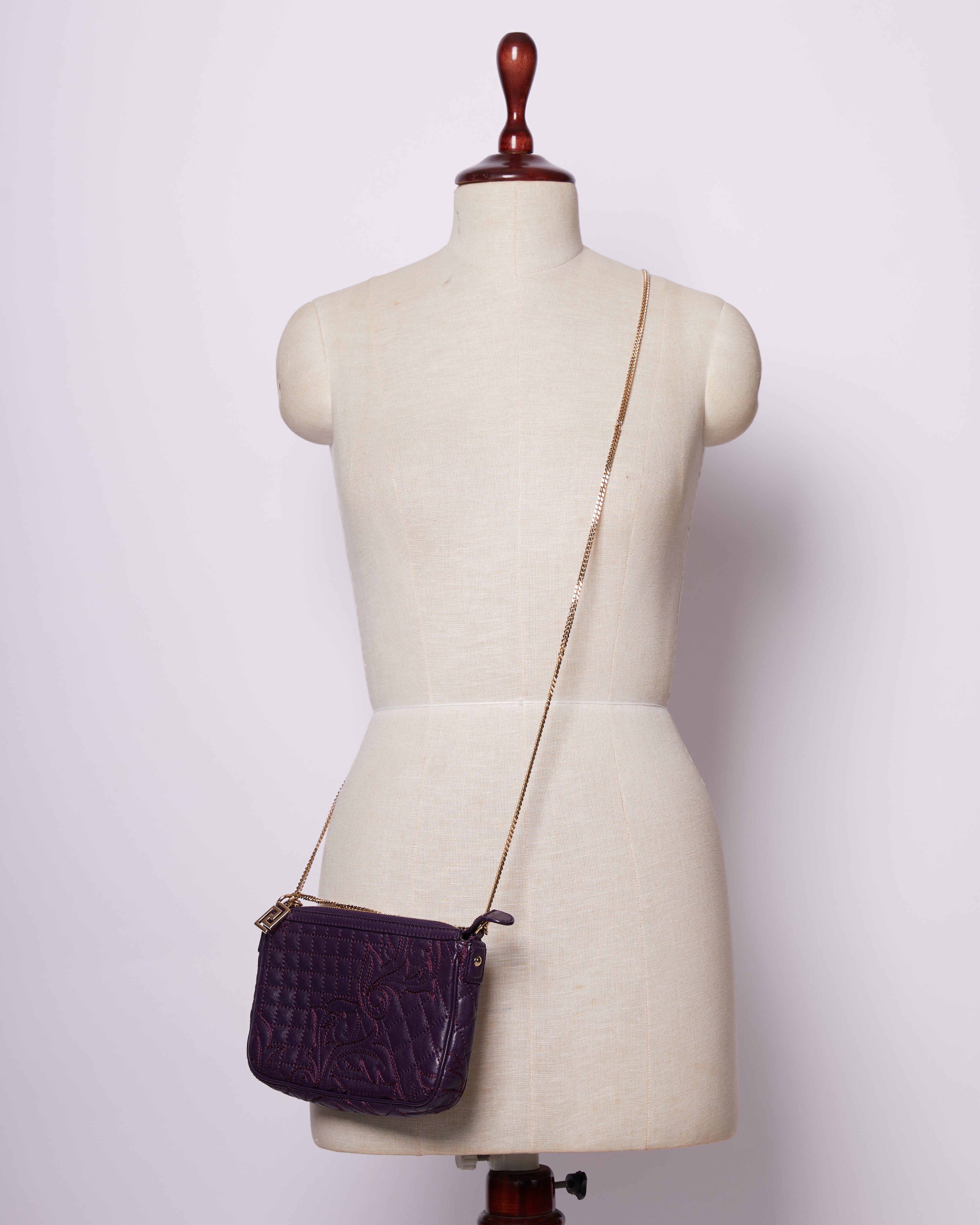 Versace Quilted Crossbody In Purple