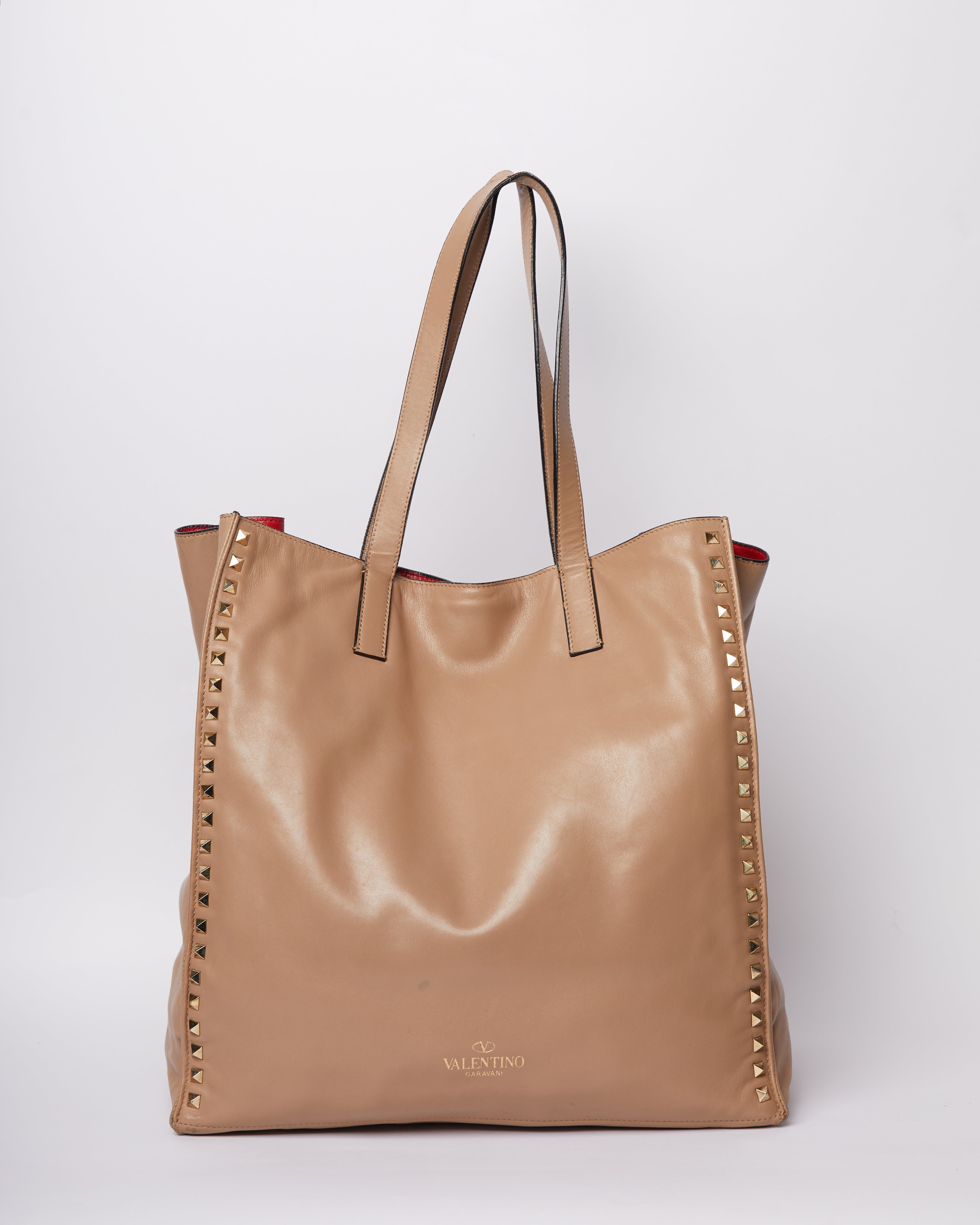 Valentino Garavani Rockstud Leather Bouble Tote Bag