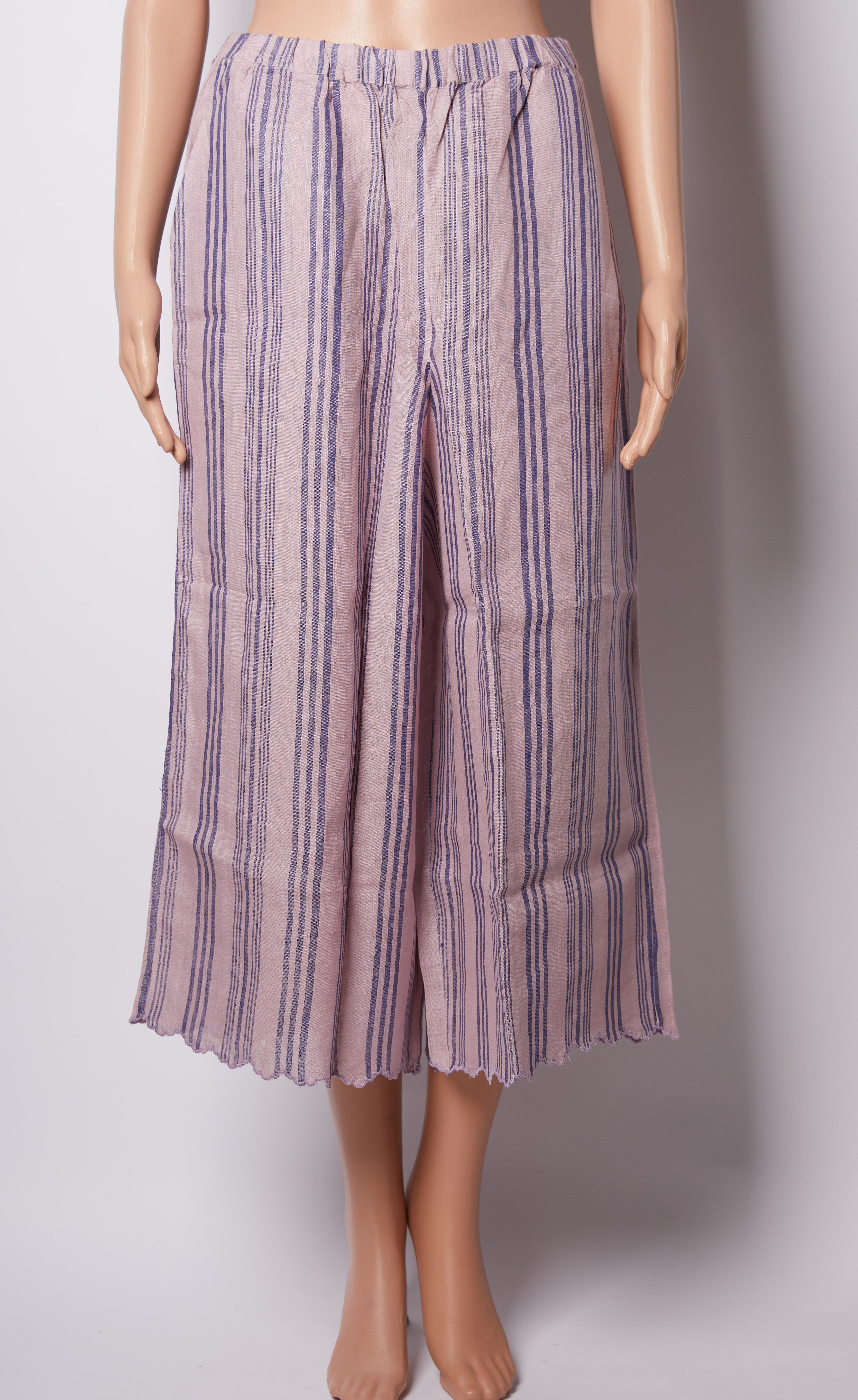 New Eka Lilac Culottes In Vertical Stripes