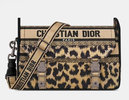 New Small Dior camp Bag In Beige & Black Mizza Embroidery