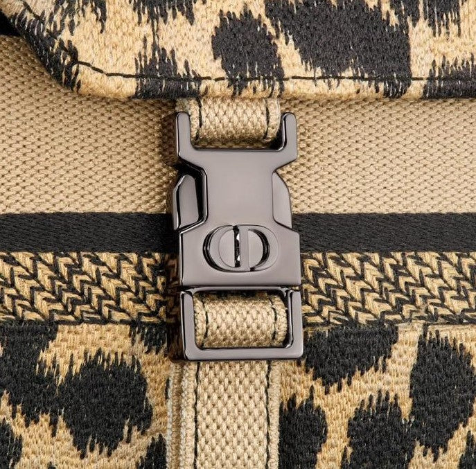 New Small Dior camp Bag In Beige & Black Mizza Embroidery