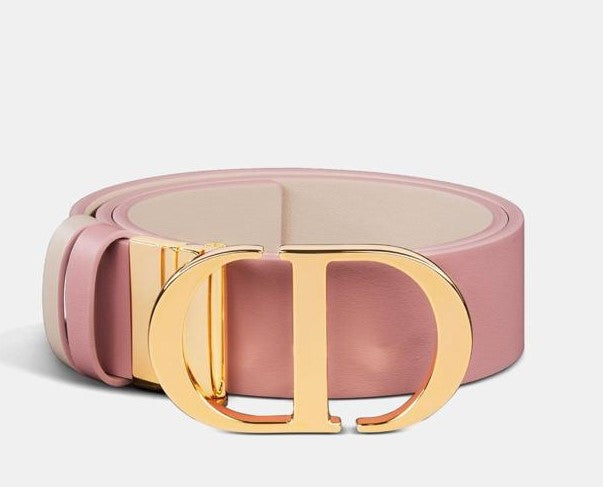 Christian Dior 30 Montaigne Reversible Belt In Antique Pink & Powder Beige